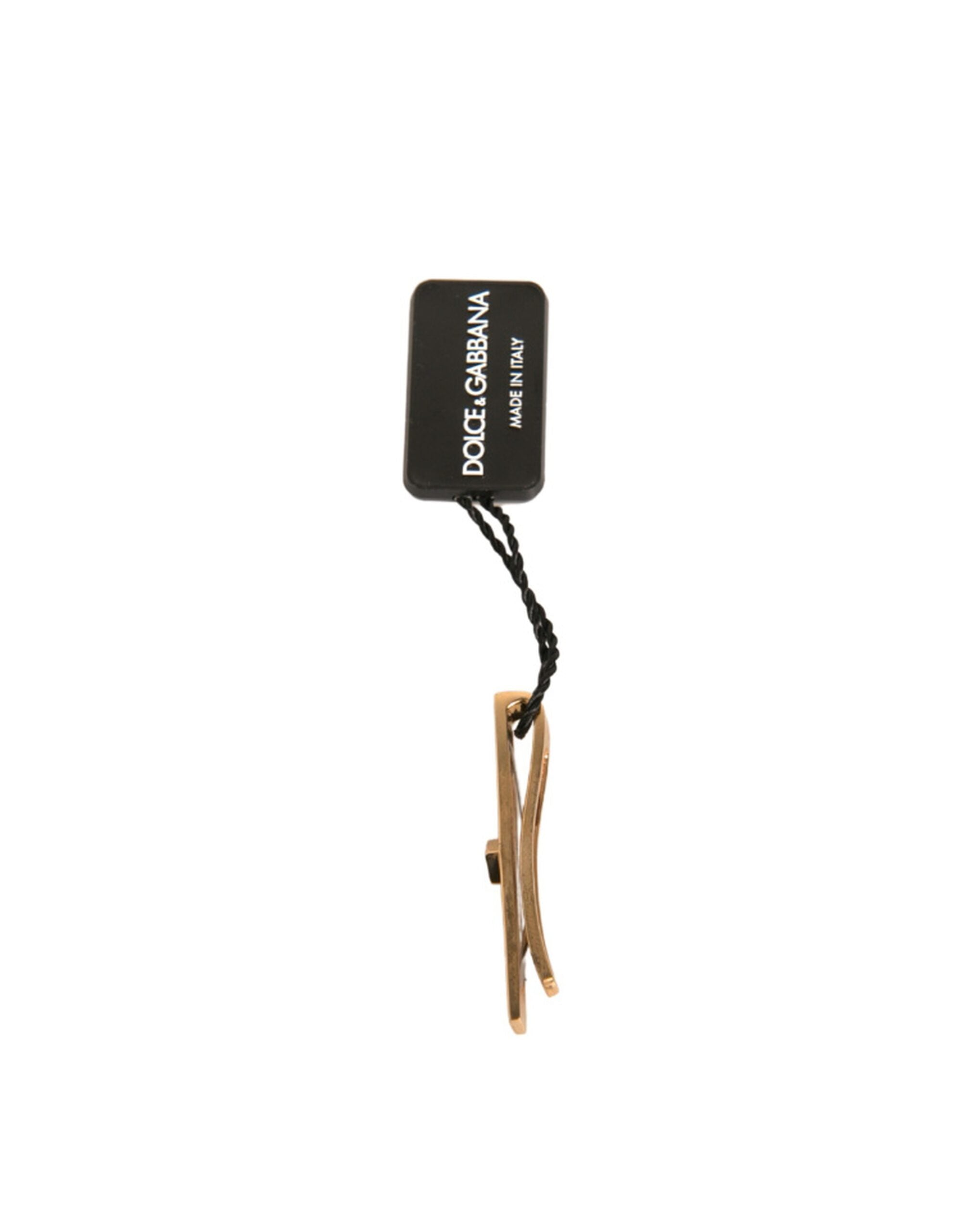 Dolce & Gabbana Gold Tone Brass Crystal Branded Tie Clip Men's Bar