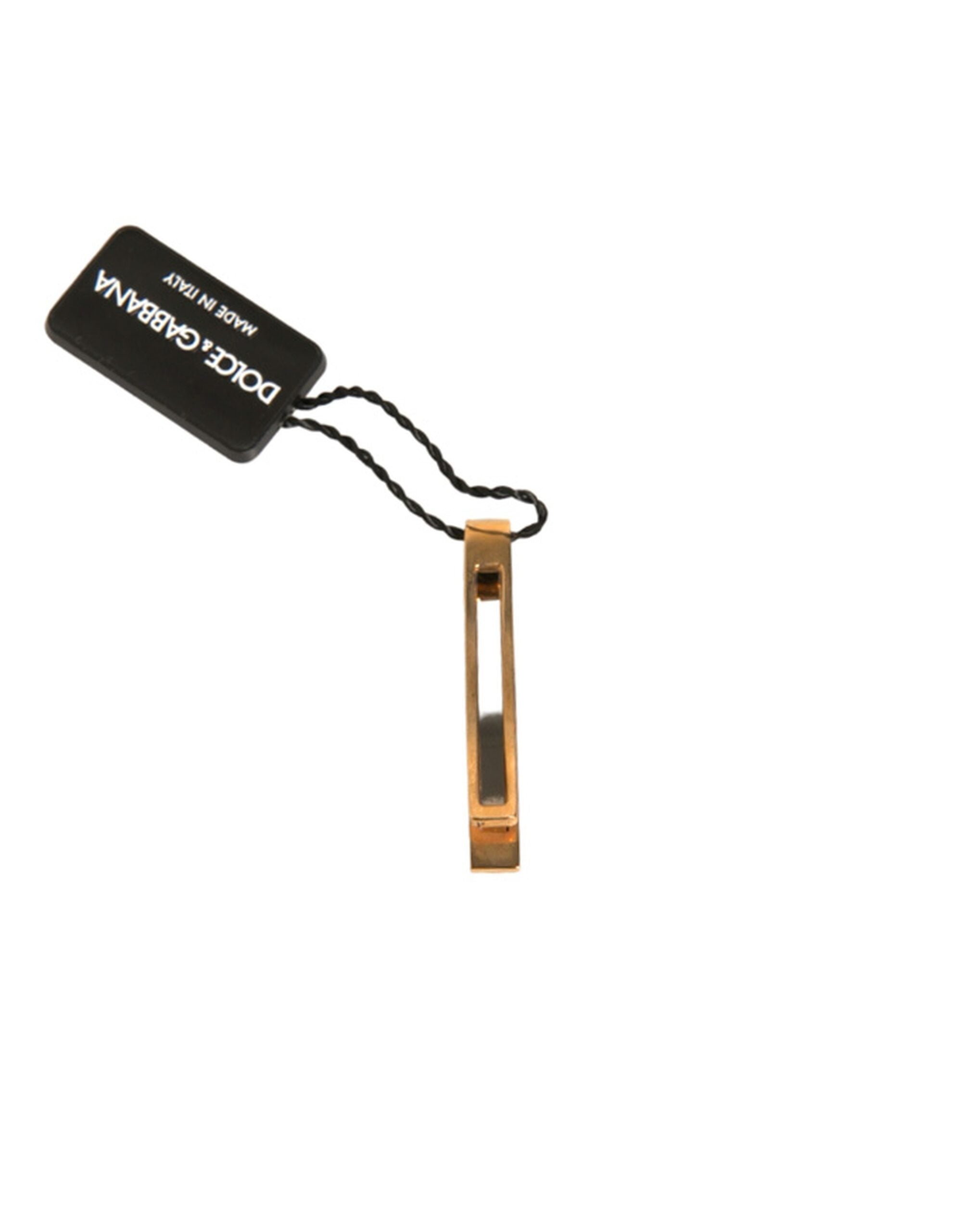 Dolce & Gabbana Gold Tone Brass Crystal Branded Tie Clip Men's Bar