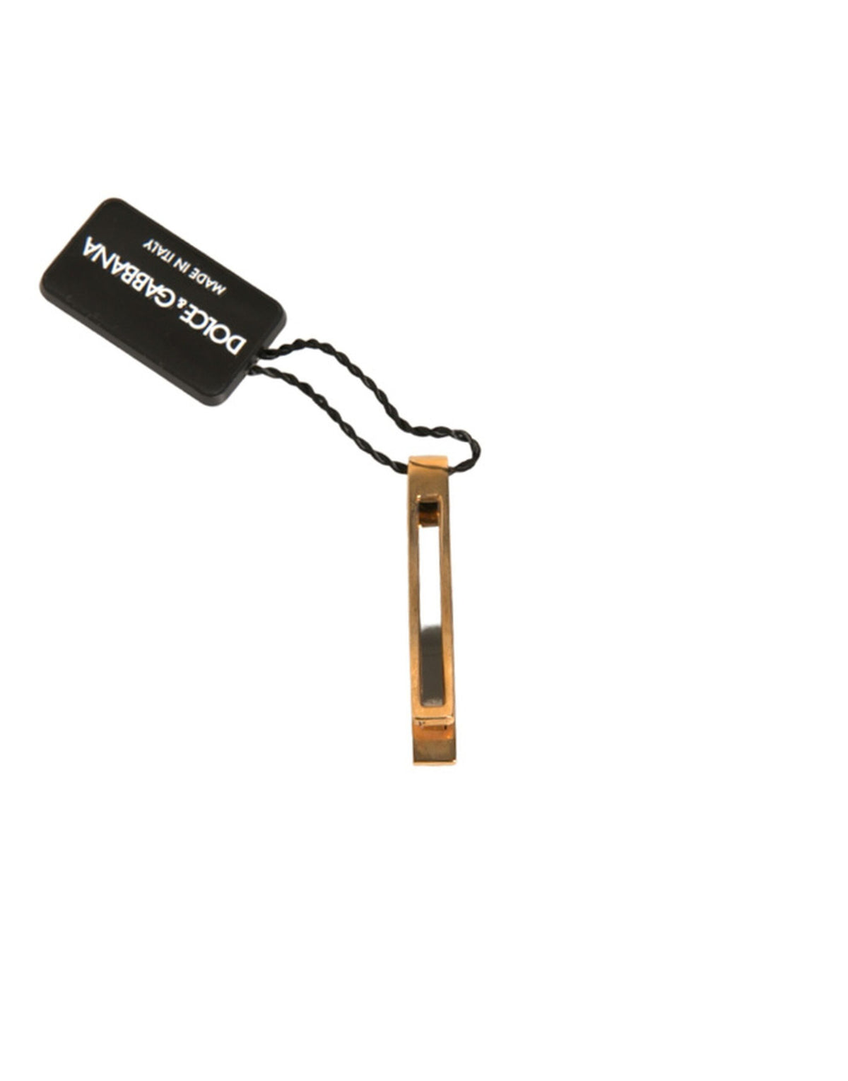Dolce & Gabbana Gold Tone Brass Crystal Branded Tie Clip Men's Bar