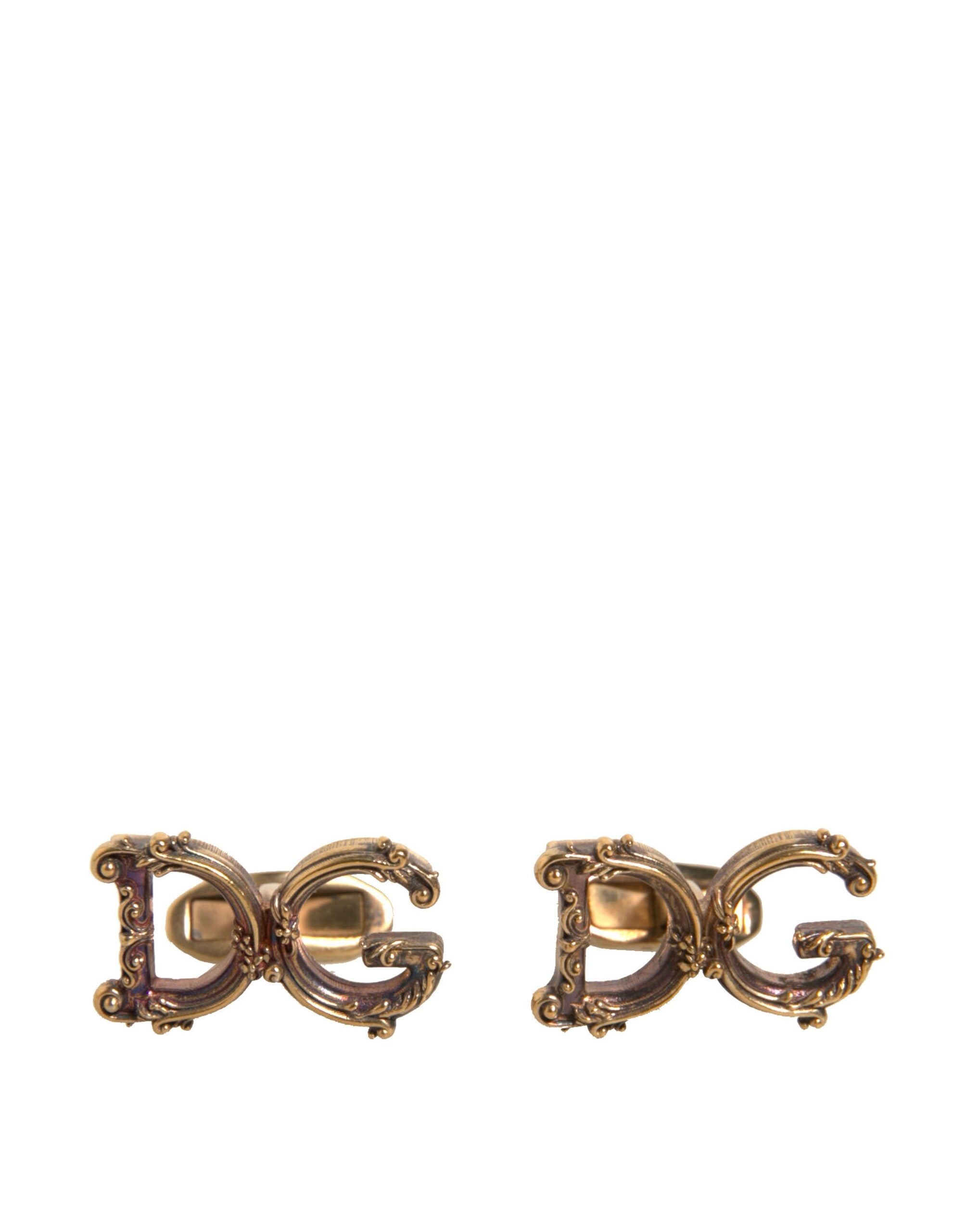 Dolce & Gabbana Gold Tone 925 Sterling Silver DG Logo Men's Cufflink