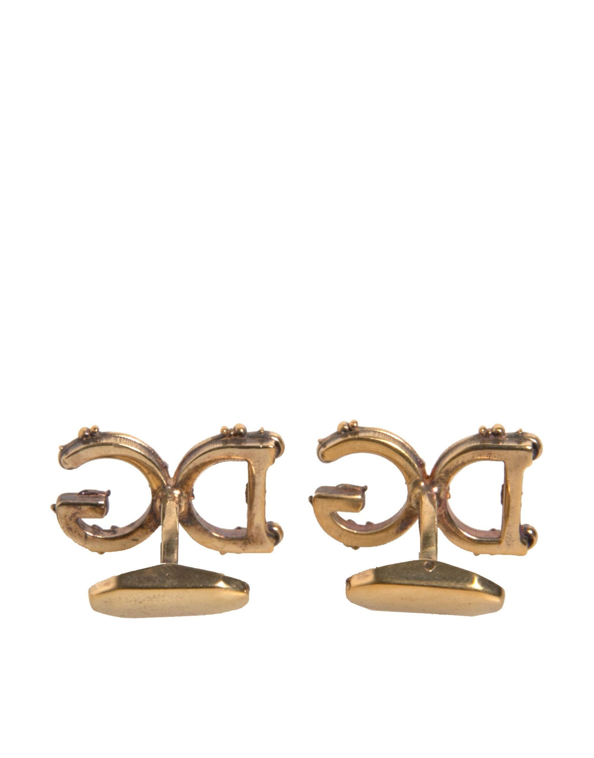 Dolce & Gabbana Gold Tone 925 Sterling Silver DG Logo Men's Cufflink