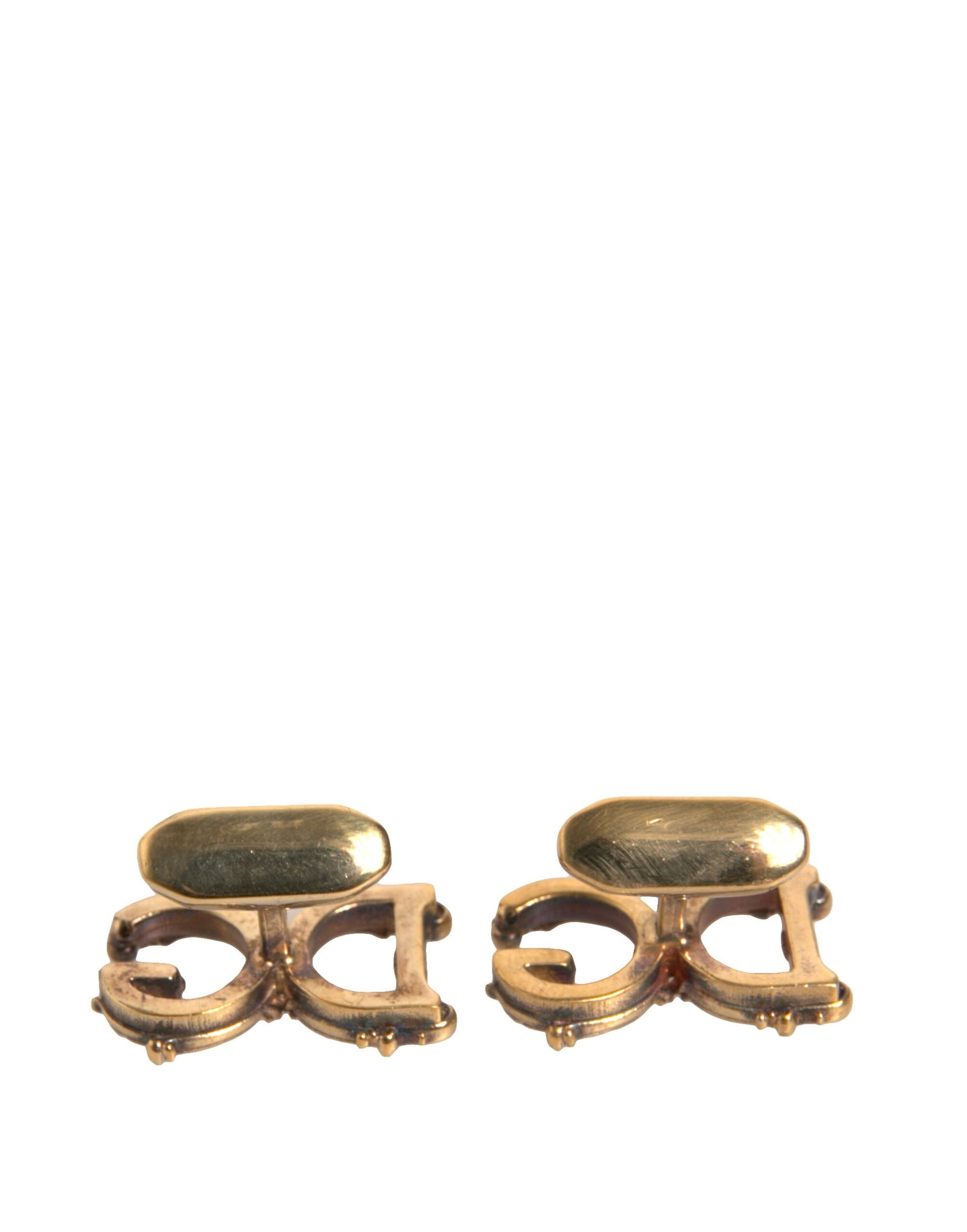 Dolce & Gabbana Gold Tone 925 Sterling Silver DG Logo Men's Cufflink