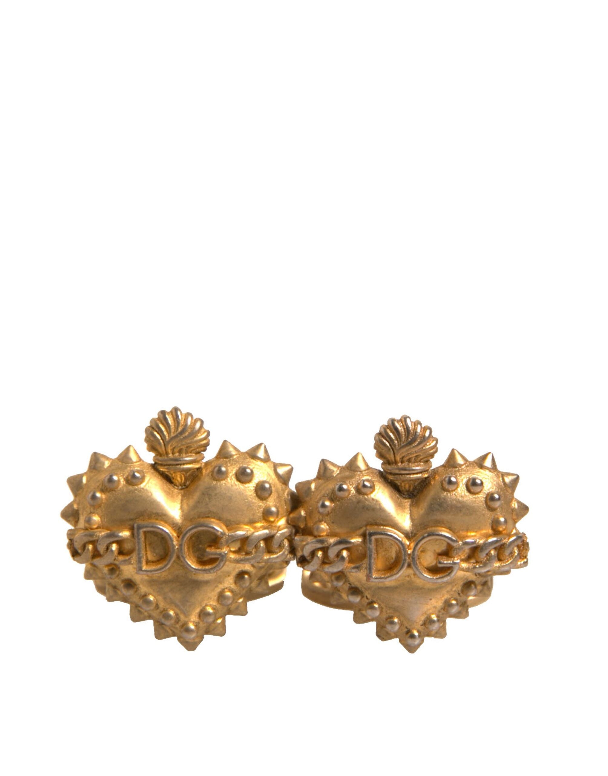 Dolce & Gabbana Gold 925 Sterling Silver DG Heart Men's Cufflink