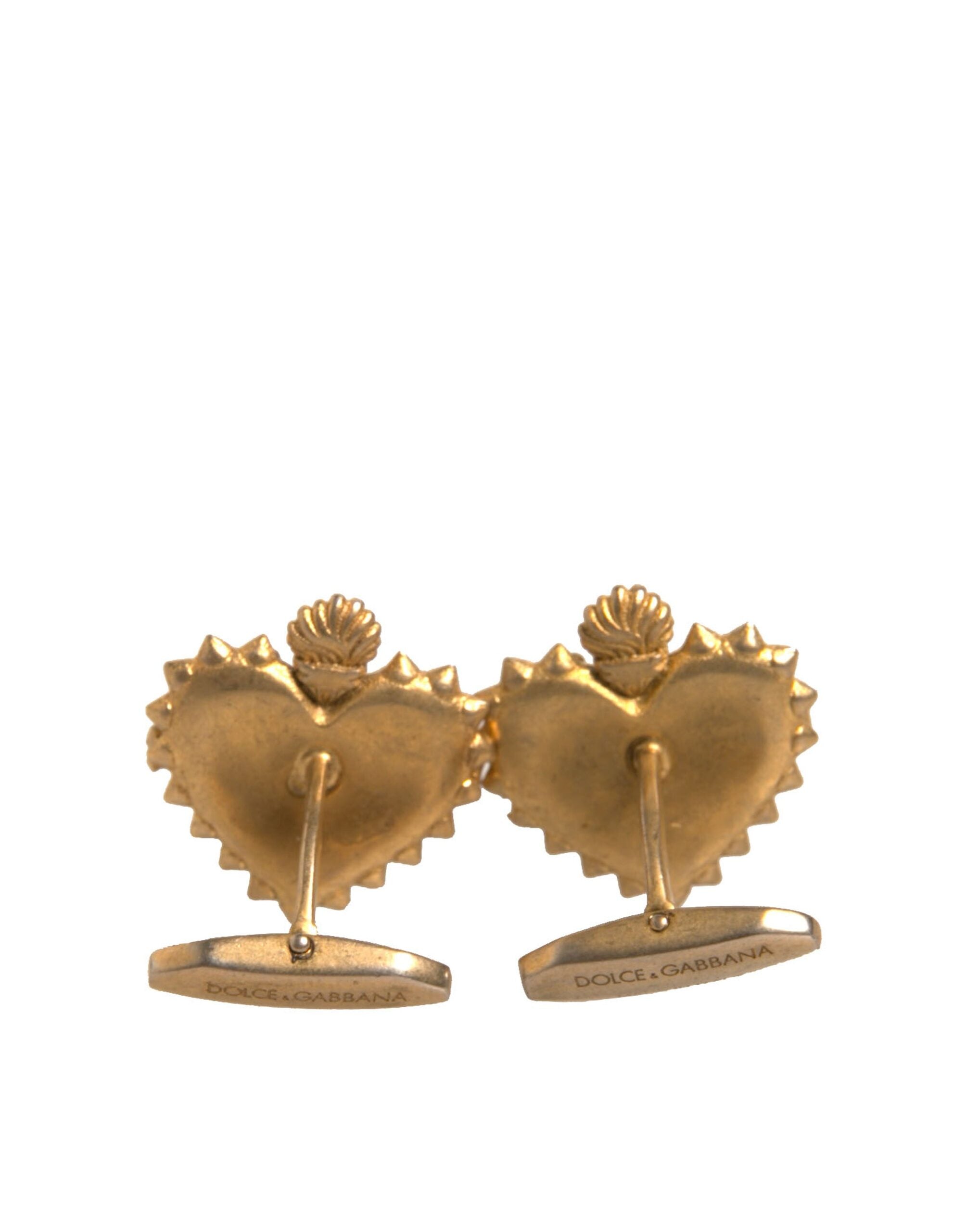 Dolce & Gabbana Gold 925 Sterling Silver DG Heart Men's Cufflink