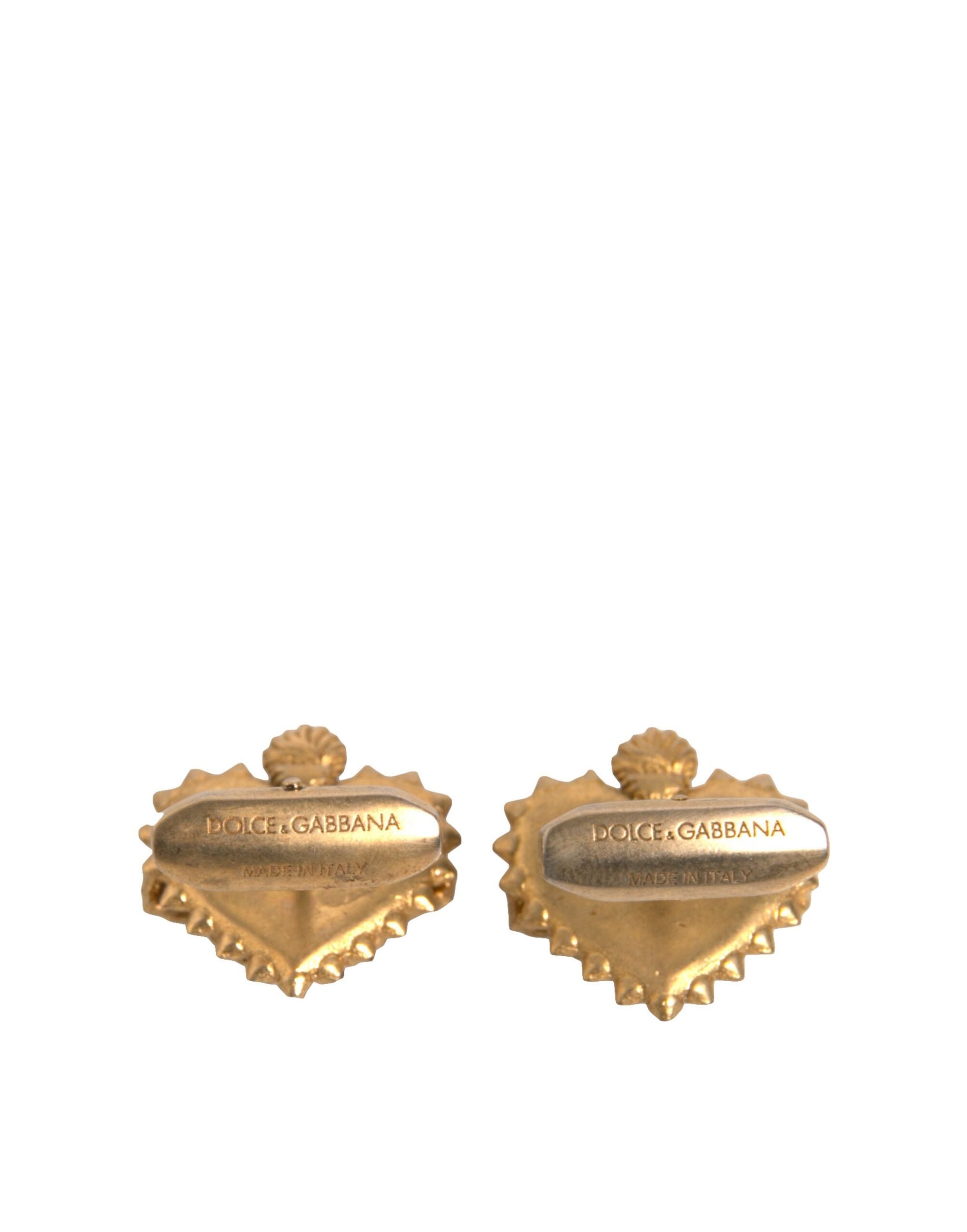 Dolce & Gabbana Gold 925 Sterling Silver DG Heart Men's Cufflink