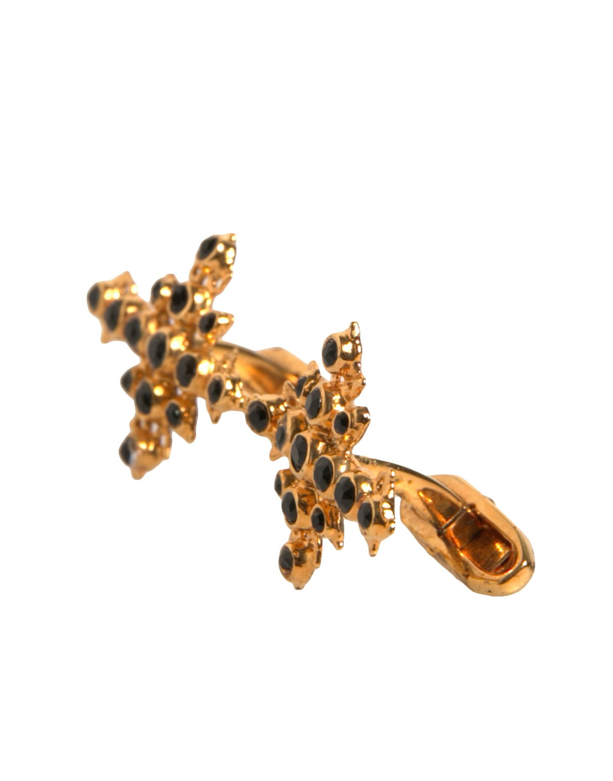 Dolce & Gabbana Gold Tone Brass Cross Crystal Men's Cufflink