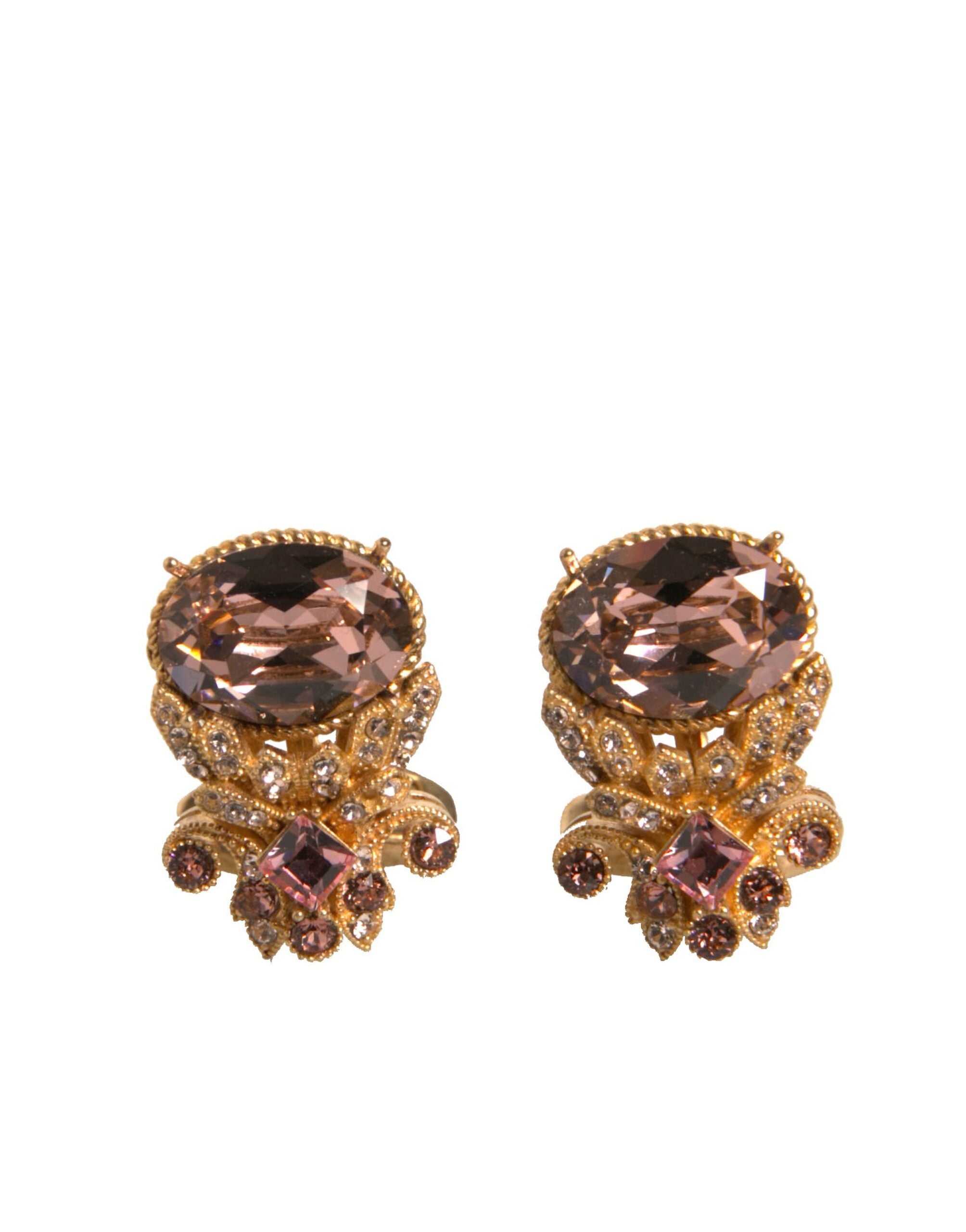 Dolce & Gabbana Gold Tone 925 Sterling Silver Crystal Men's Cufflink