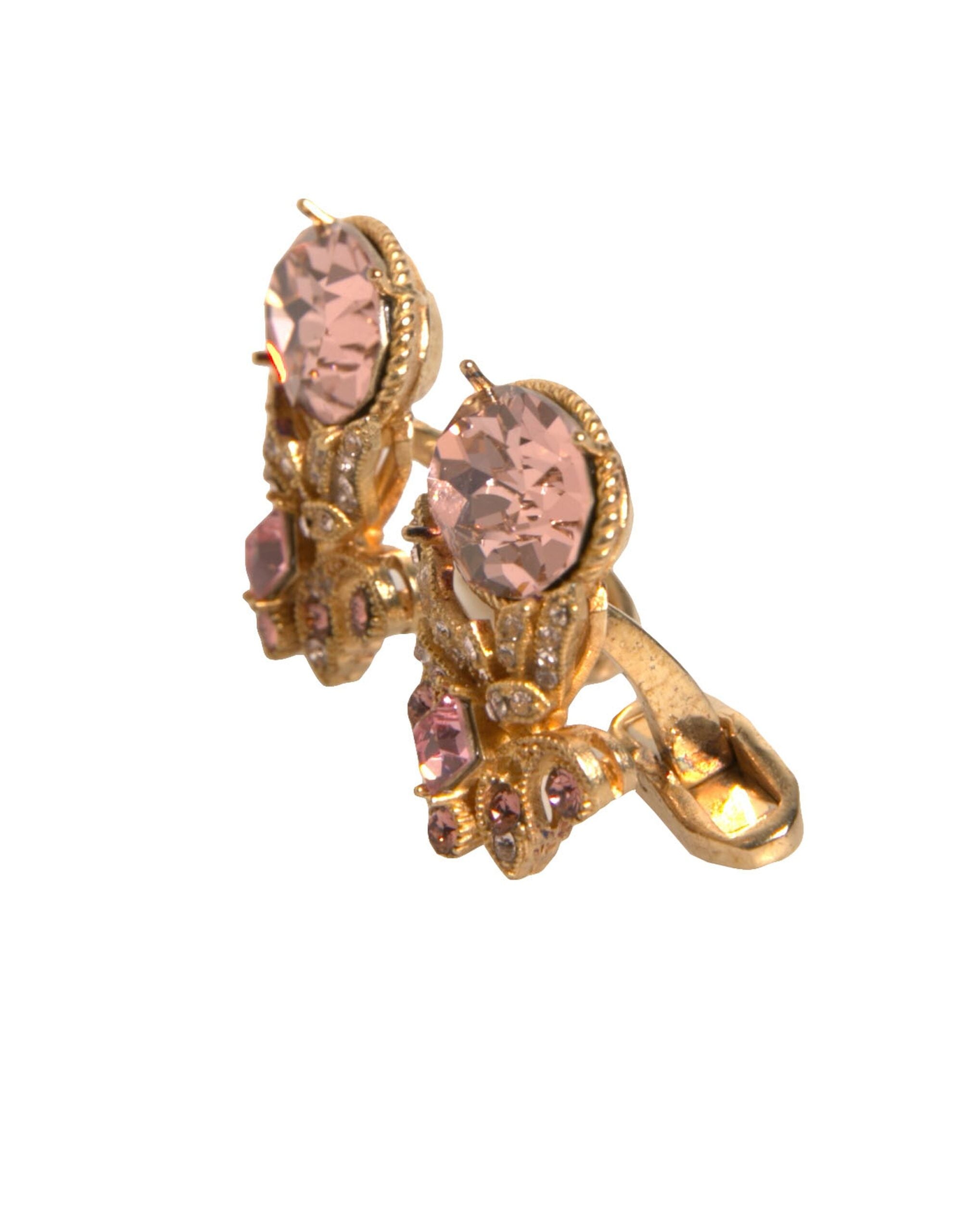 Dolce & Gabbana Gold Tone 925 Sterling Silver Crystal Men's Cufflink