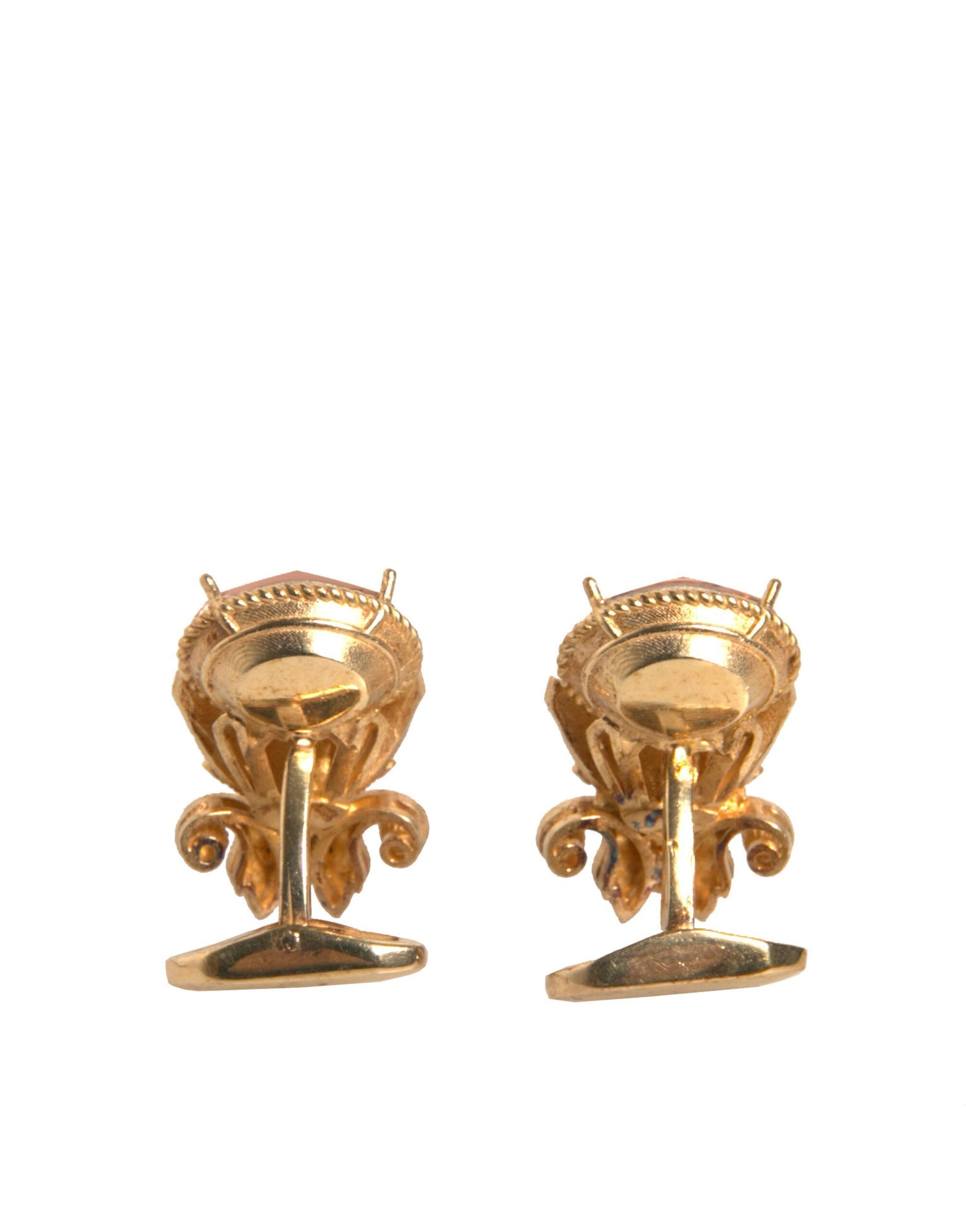 Dolce & Gabbana Gold Tone 925 Sterling Silver Crystal Men's Cufflink