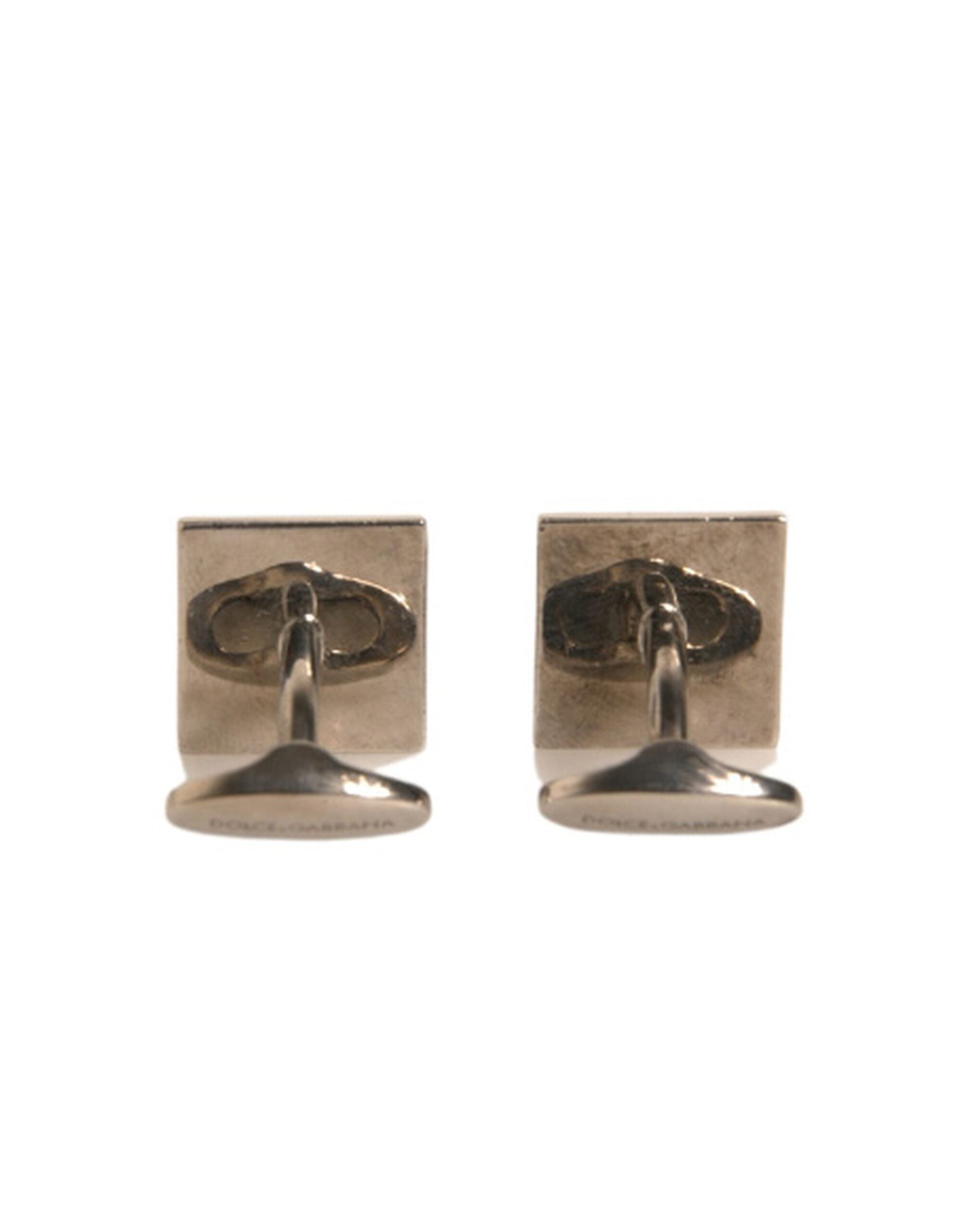 Dolce & Gabbana Silver Plated Brass Pin Crystal Men's Cufflinks (Pre-Owned)