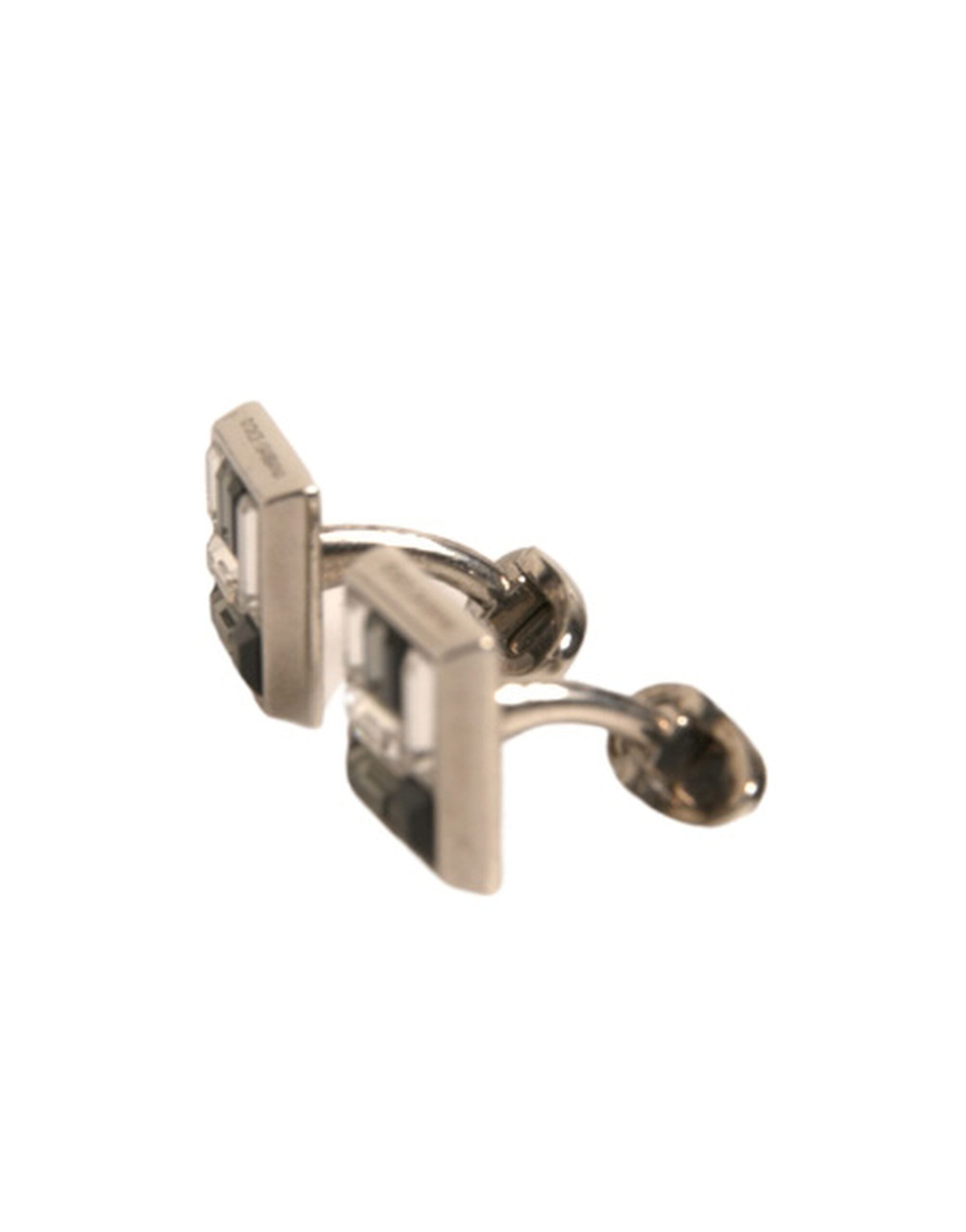 Dolce & Gabbana Silver Plated Brass Pin Crystal Men's Cufflinks (Pre-Owned)