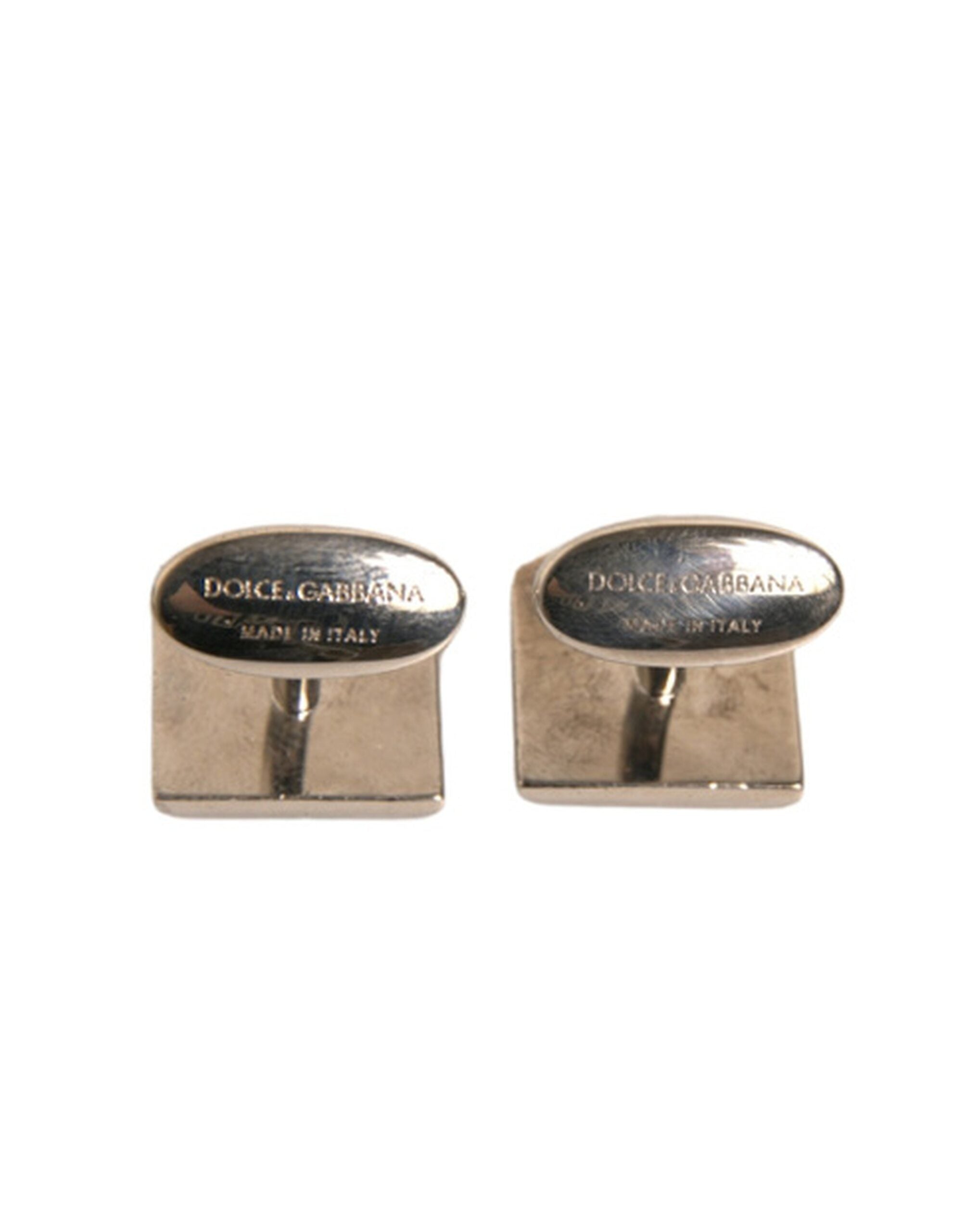 Dolce & Gabbana Silver Plated Brass Pin Crystal Men's Cufflinks (Pre-Owned)