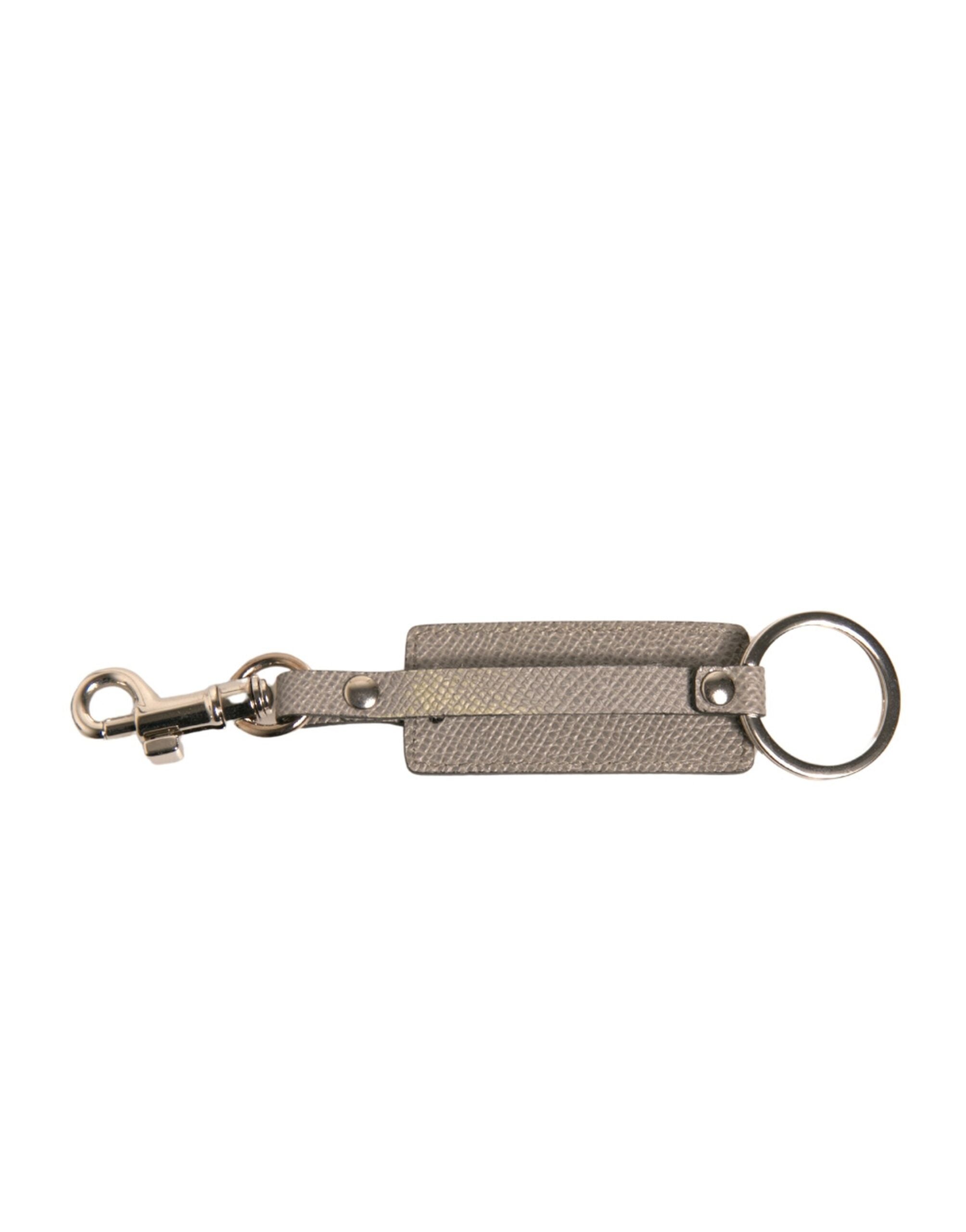 Dolce & Gabbana Beige DG Logo Leather Gold Metal Men Keychain Men's Keyring (Pre-Owned)