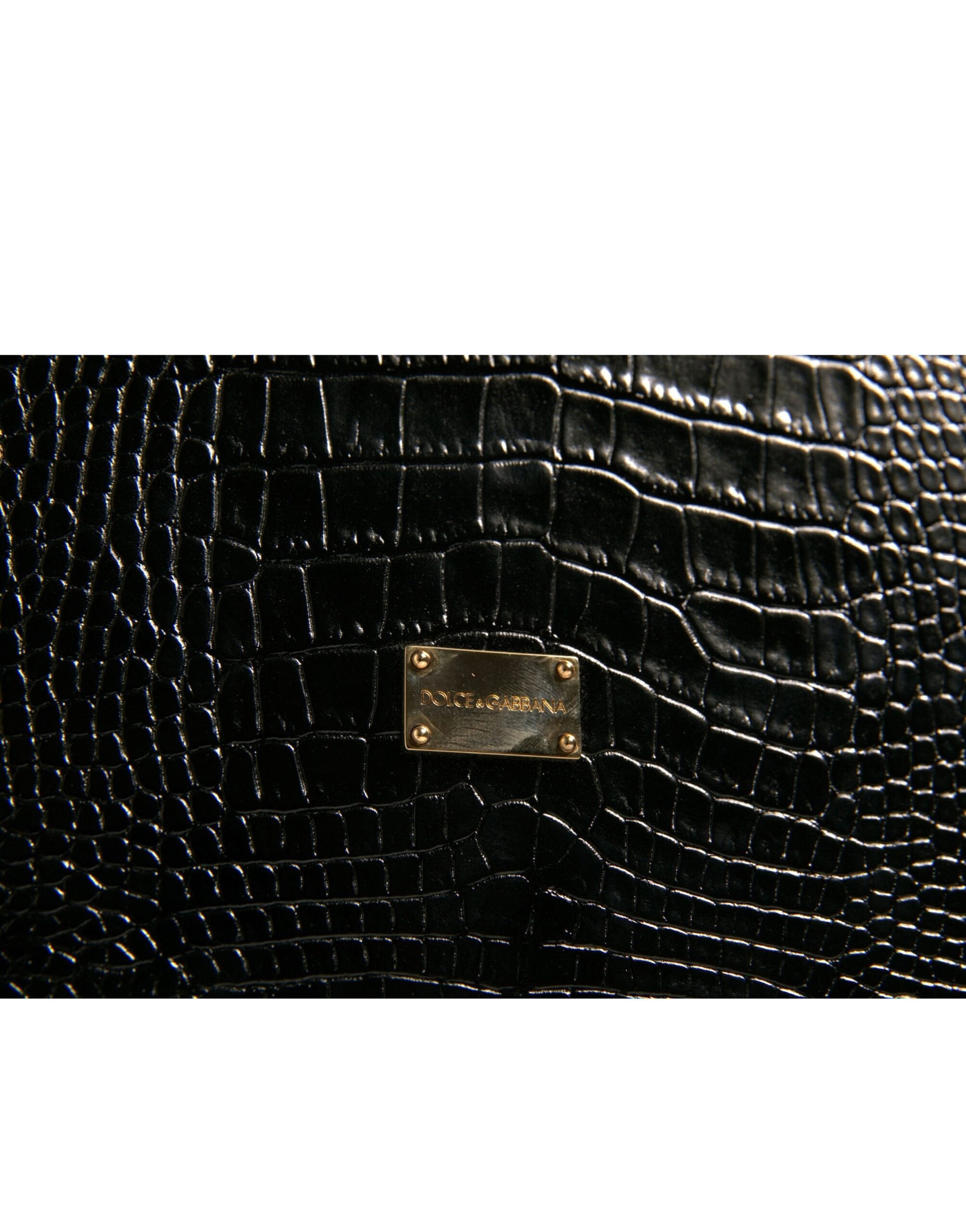 Dolce & Gabbana Elegant Black Leather Logo Plaque Holder Catalogue Men's Case