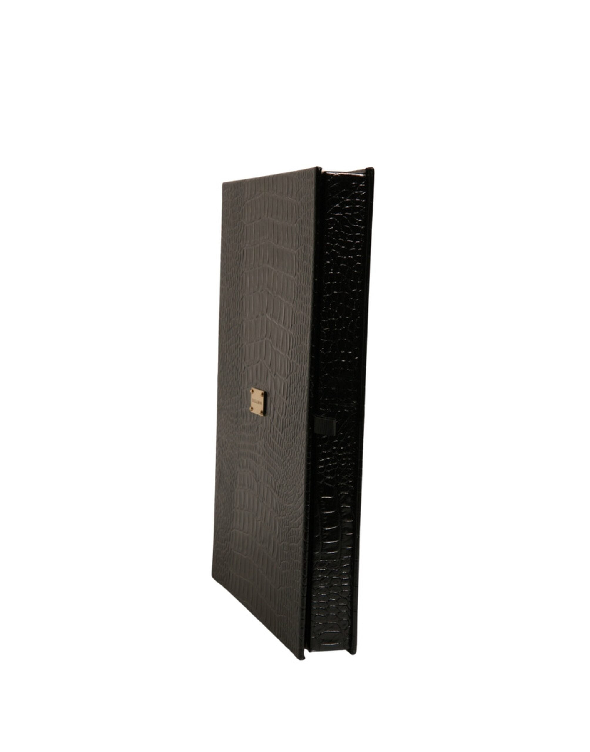 Dolce & Gabbana Elegant Black Leather Logo Plaque Holder Catalogue Men's Case