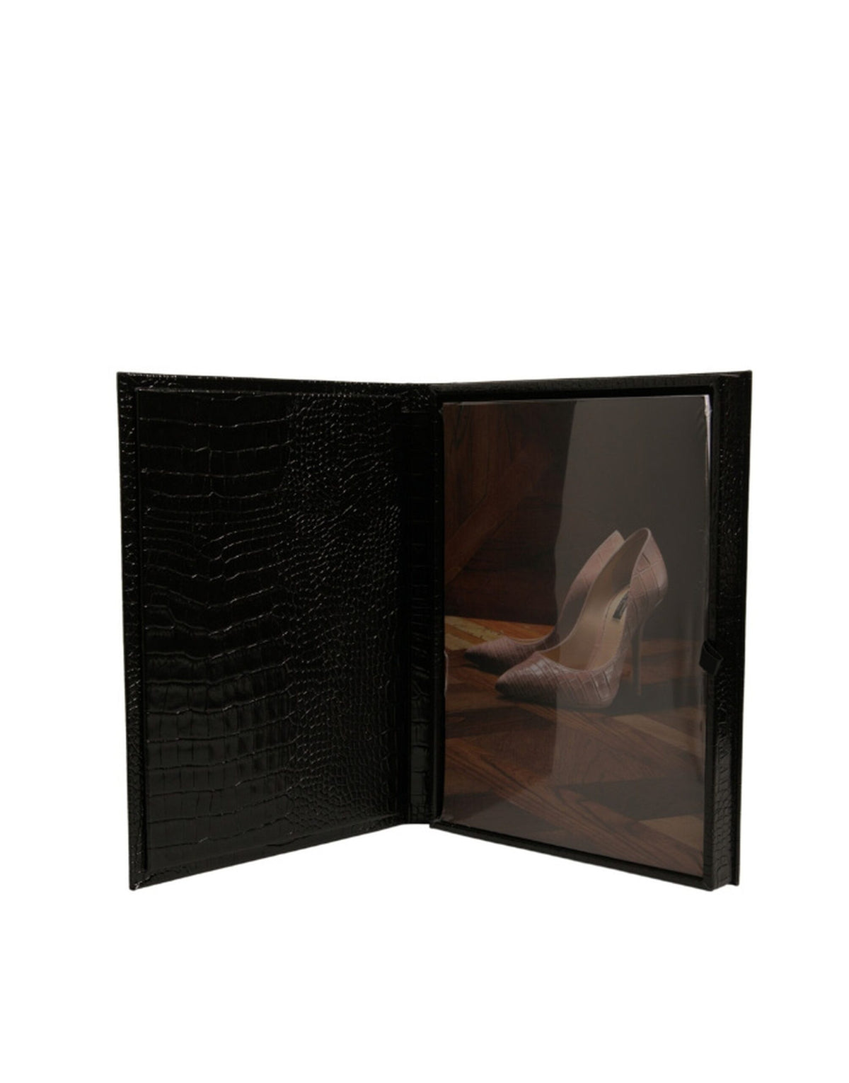 Dolce & Gabbana Elegant Black Leather Logo Plaque Holder Catalogue Men's Case