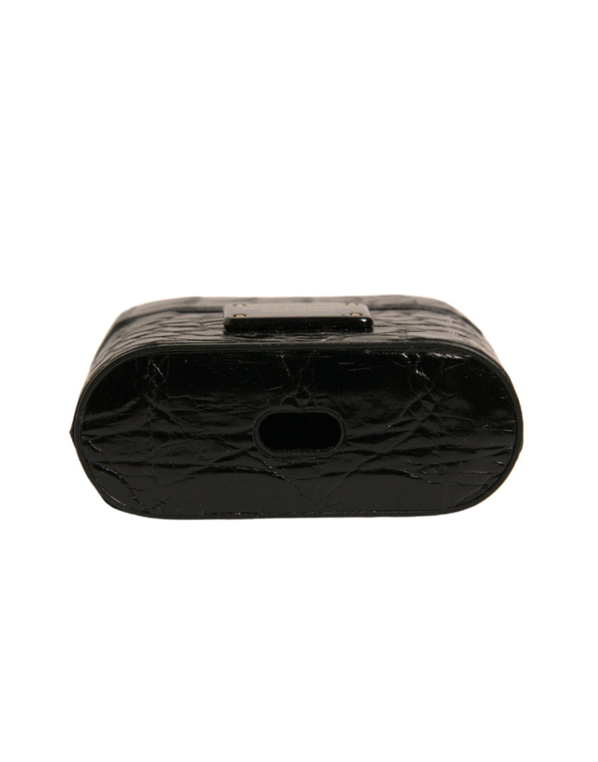 Dolce & Gabbana Black Leather Metal Logo Plaque Holder Airpods Men's Case