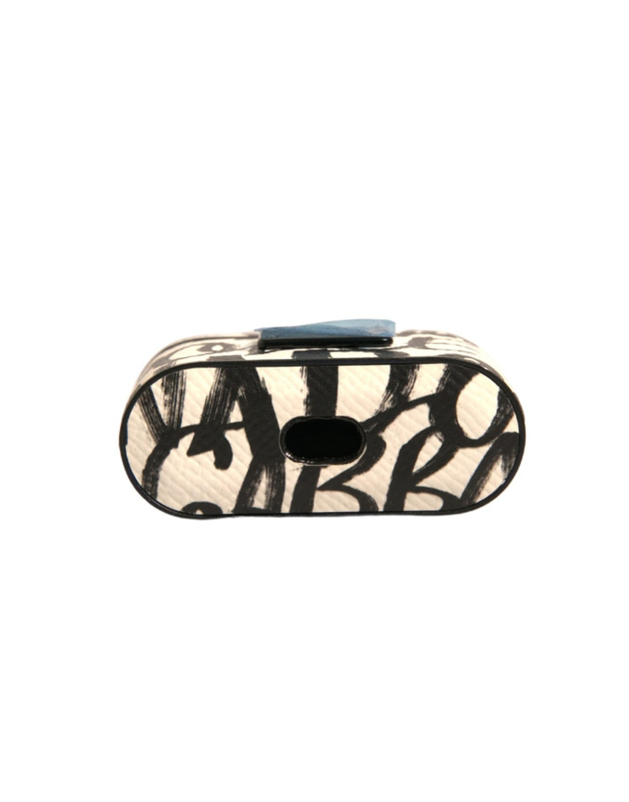 Dolce & Gabbana Black White Leather Scribble Embossed Logo Airpods Case (Pre-Owned)