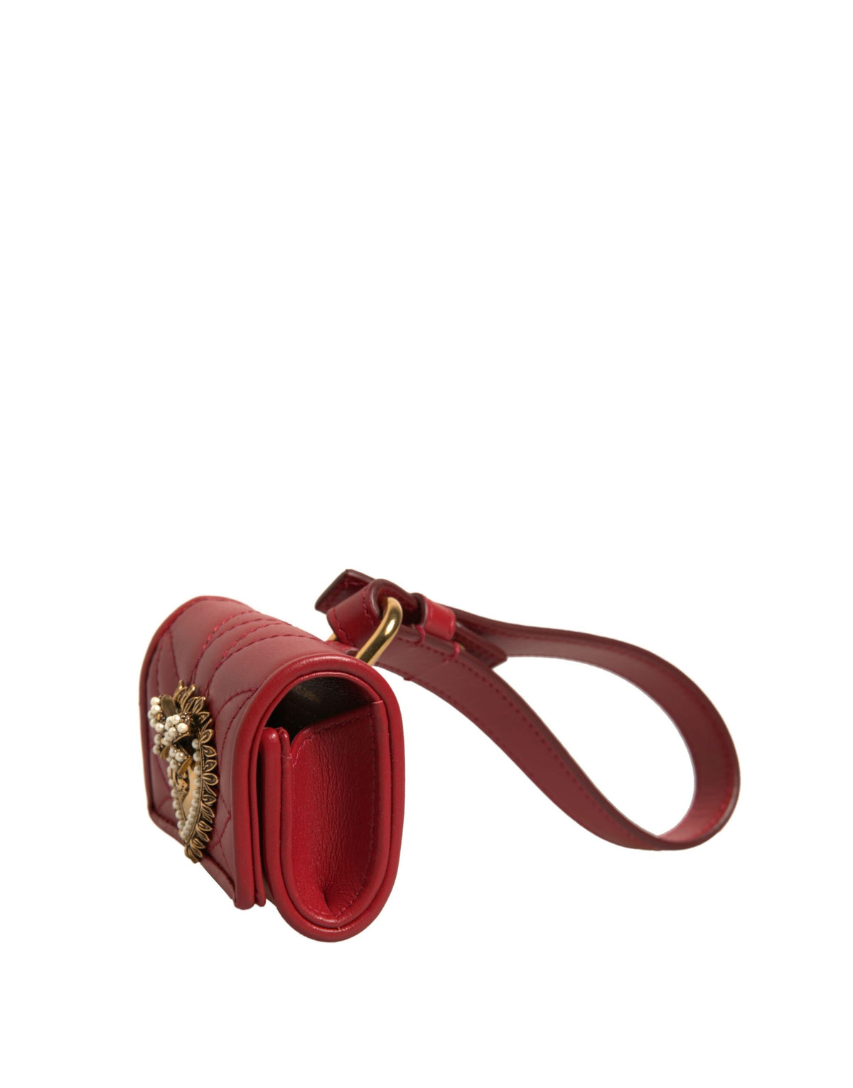 Dolce & Gabbana Black Leather Devotion Heart Strap Airpod Women's Case