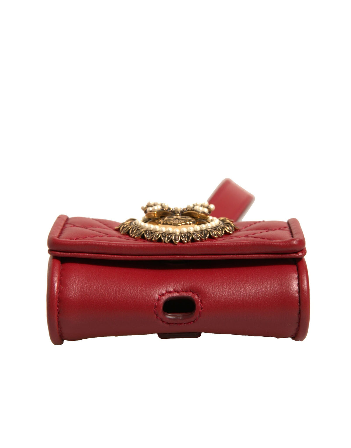 Dolce & Gabbana Black Leather Devotion Heart Strap Airpod Women's Case