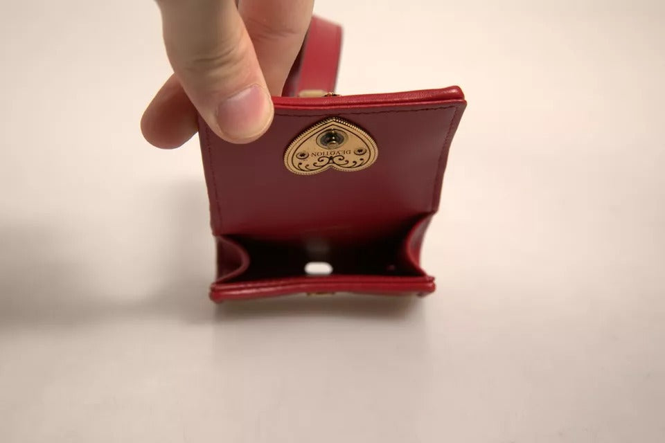 Dolce & Gabbana Black Leather Devotion Heart Strap Airpod Women's Case
