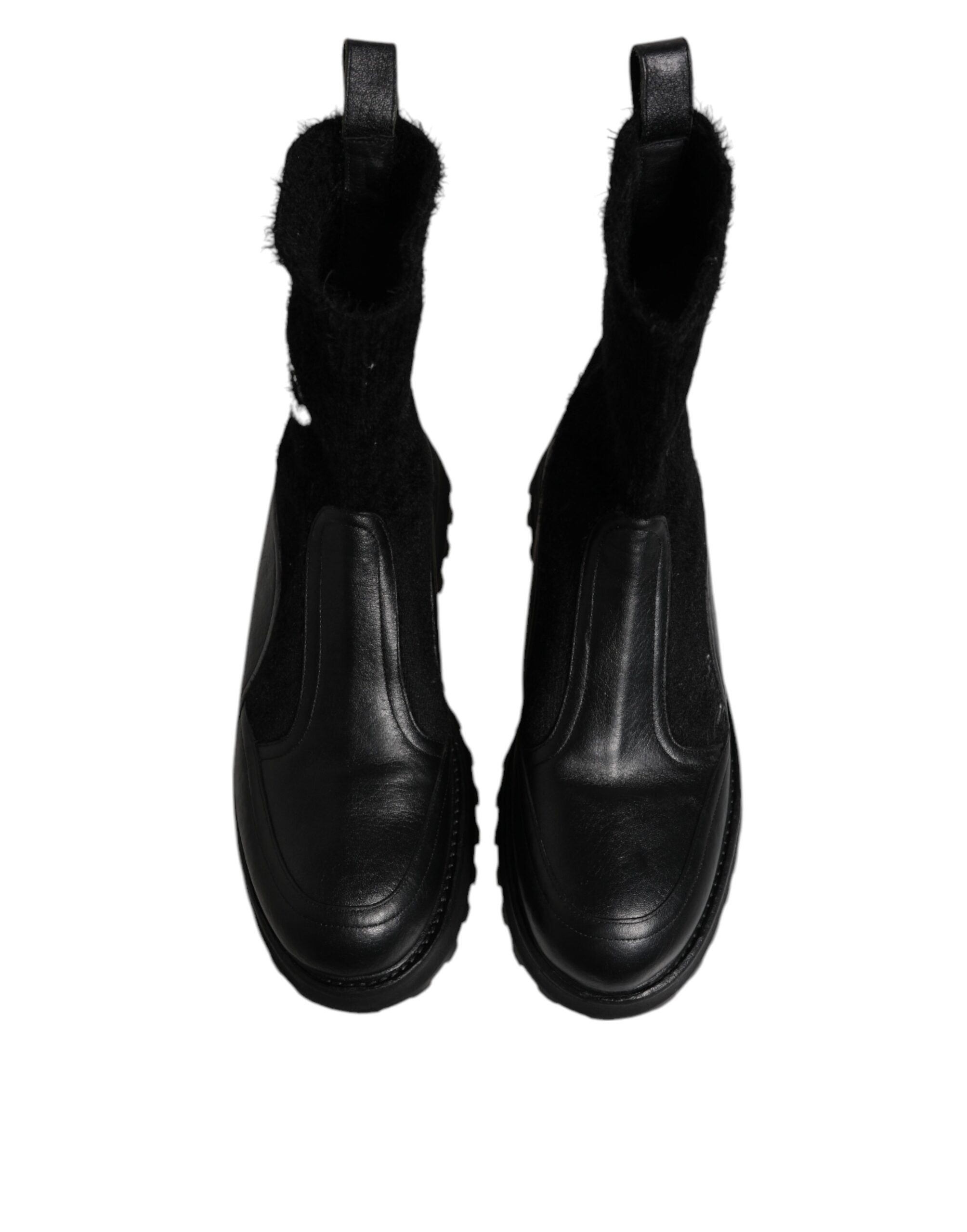Dolce & Gabbana Black DG Logo Horse Sock Ankle Boots Men's Shoes (Pre-Owned)