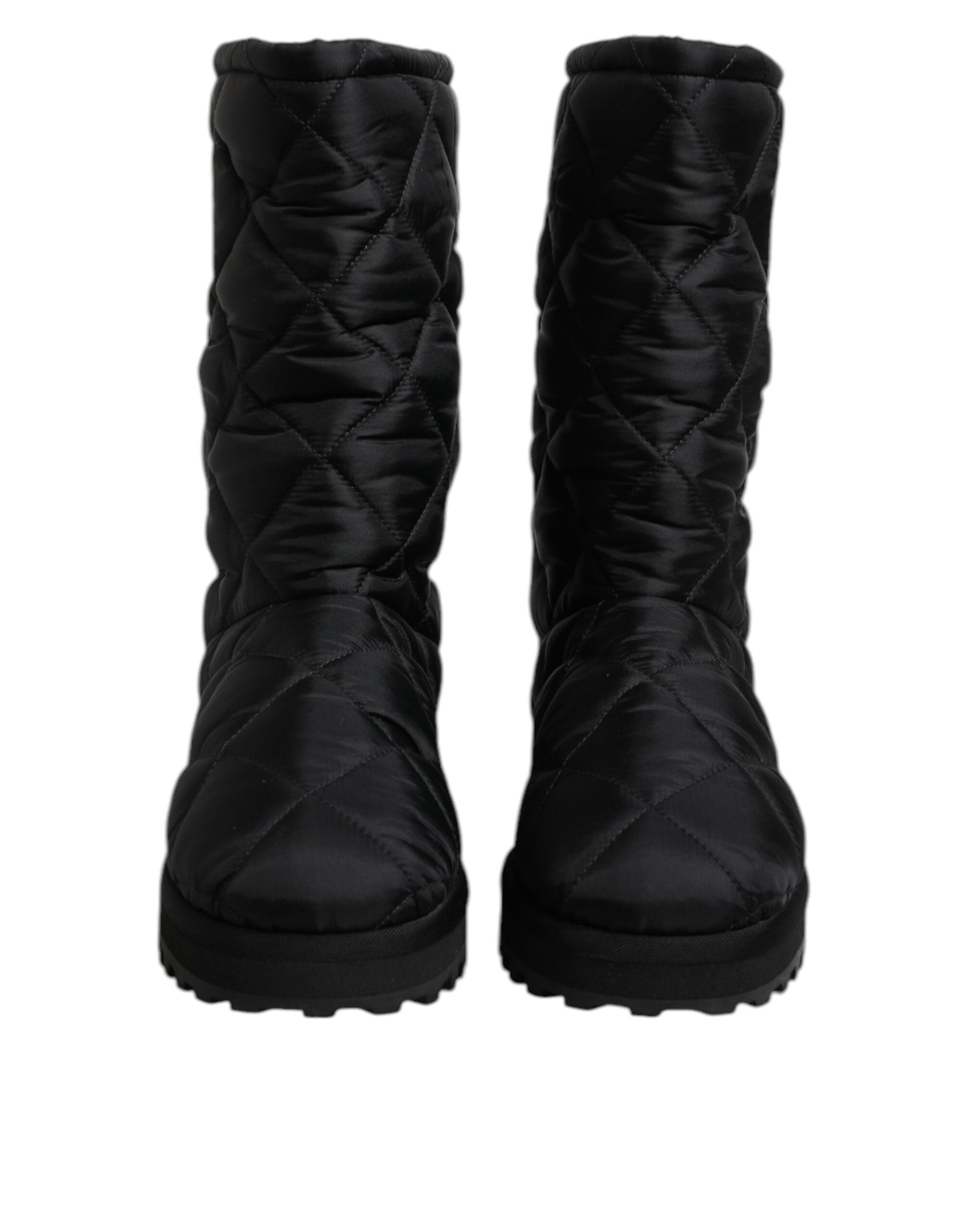 Dolce & Gabbana Black Polyester Padded Mid Calf Boots Winter Women's Shoes (Pre-Owned)