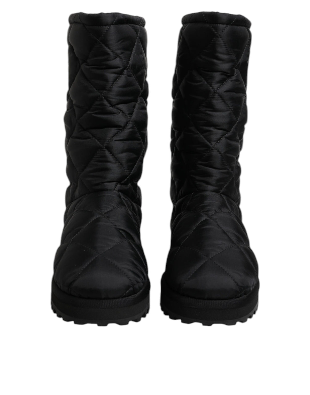 Dolce & Gabbana Black Polyester Padded Mid Calf Boots Winter Women's Shoes (Pre-Owned)