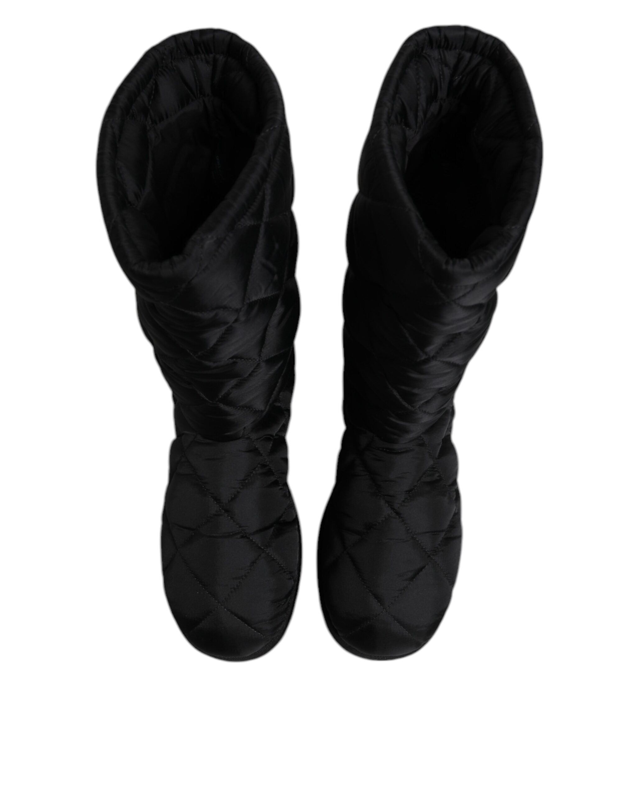 Dolce & Gabbana Black Polyester Padded Mid Calf Boots Winter Women's Shoes (Pre-Owned)