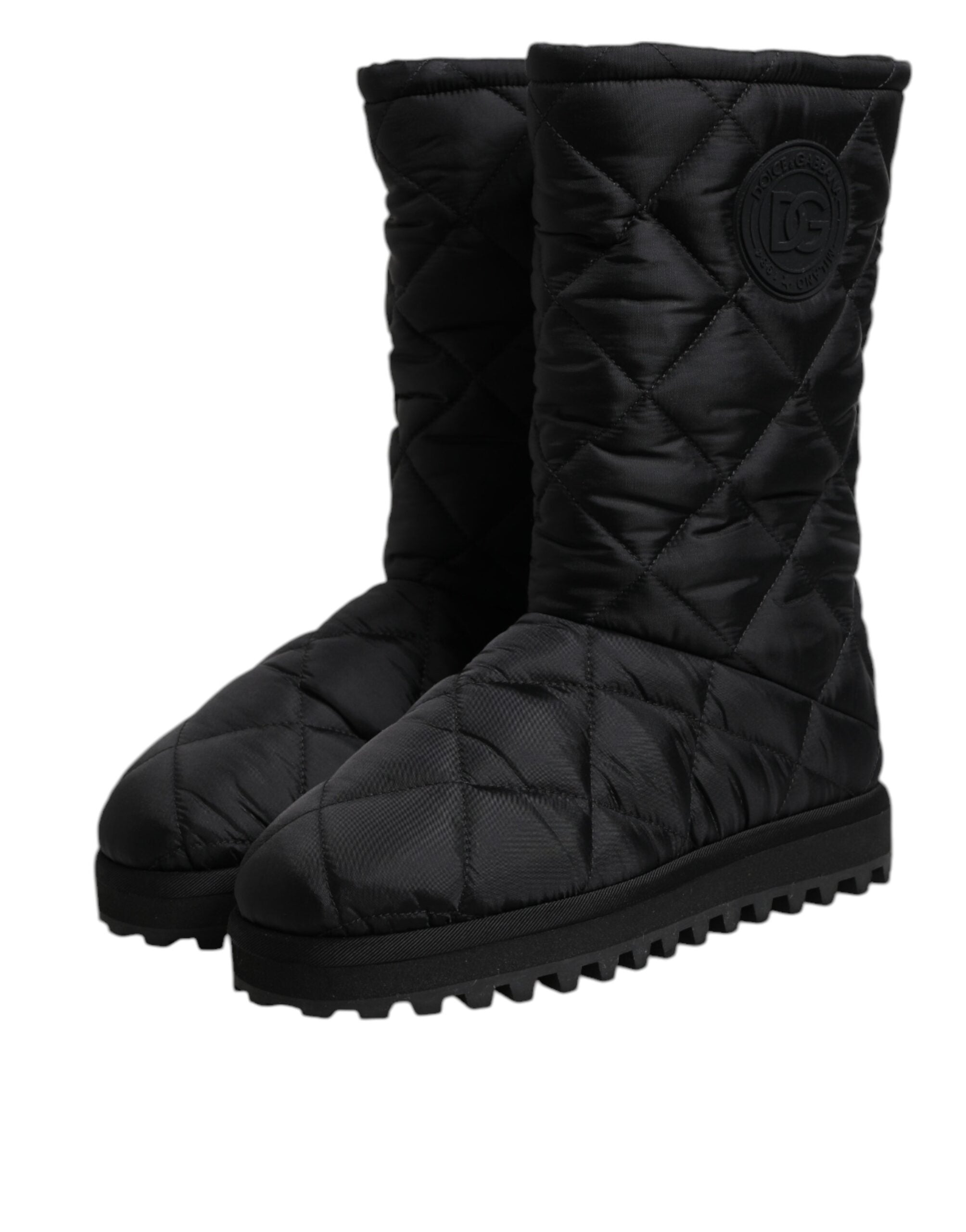 Dolce & Gabbana Black Polyester Padded Mid Calf Boots Winter Men's Shoes (Pre-Owned)