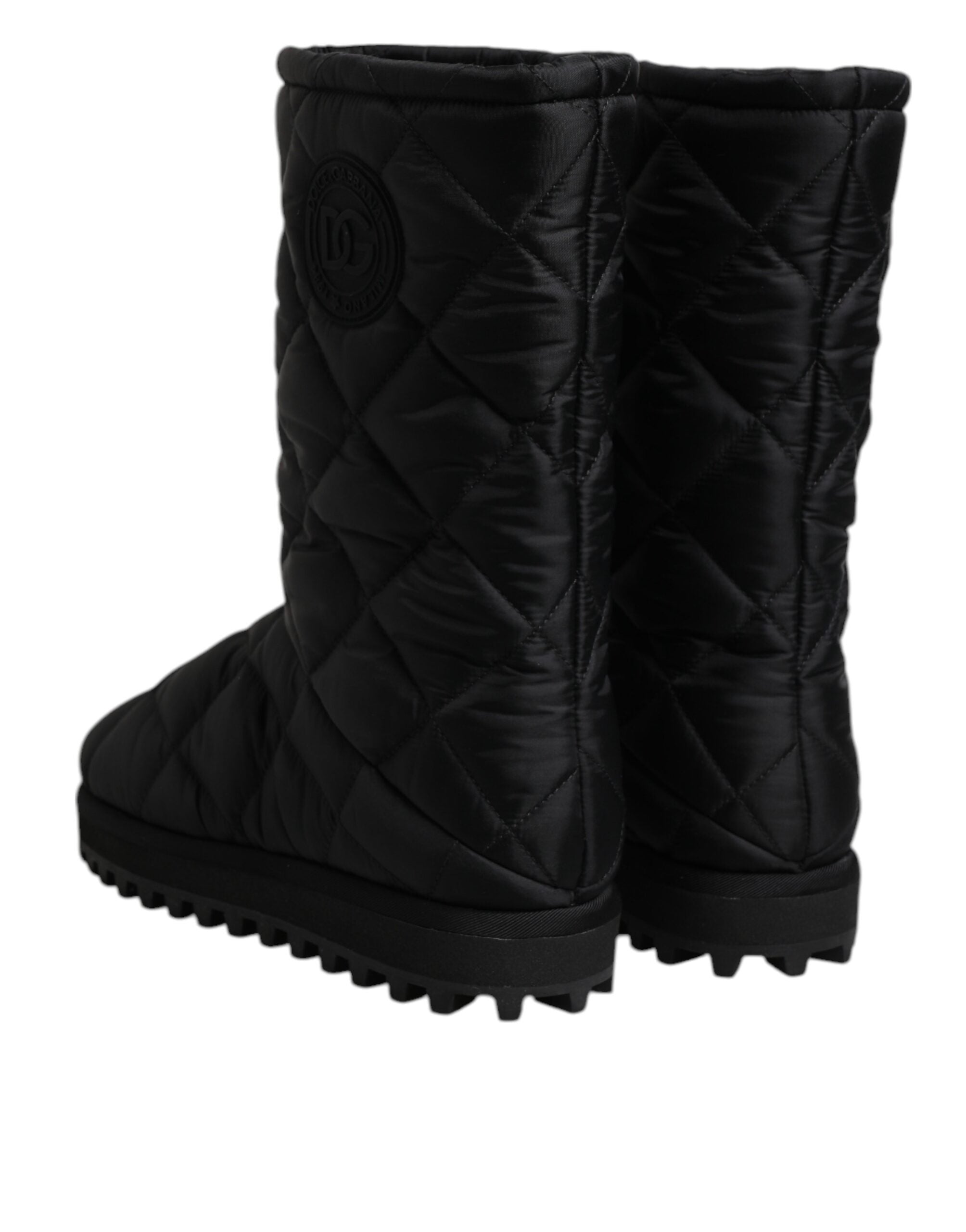 Dolce & Gabbana Black Polyester Padded Mid Calf Boots Winter Men's Shoes (Pre-Owned)