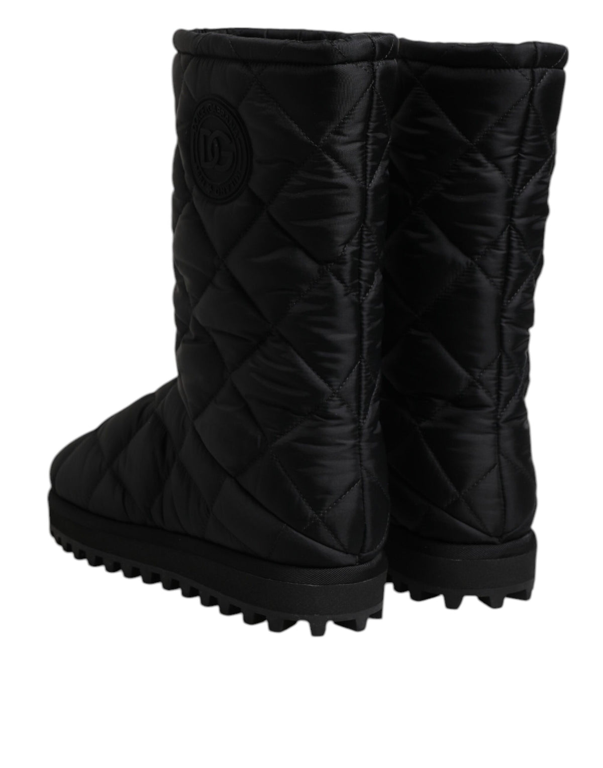 Dolce & Gabbana Black Polyester Padded Mid Calf Boots Winter Women's Shoes (Pre-Owned)