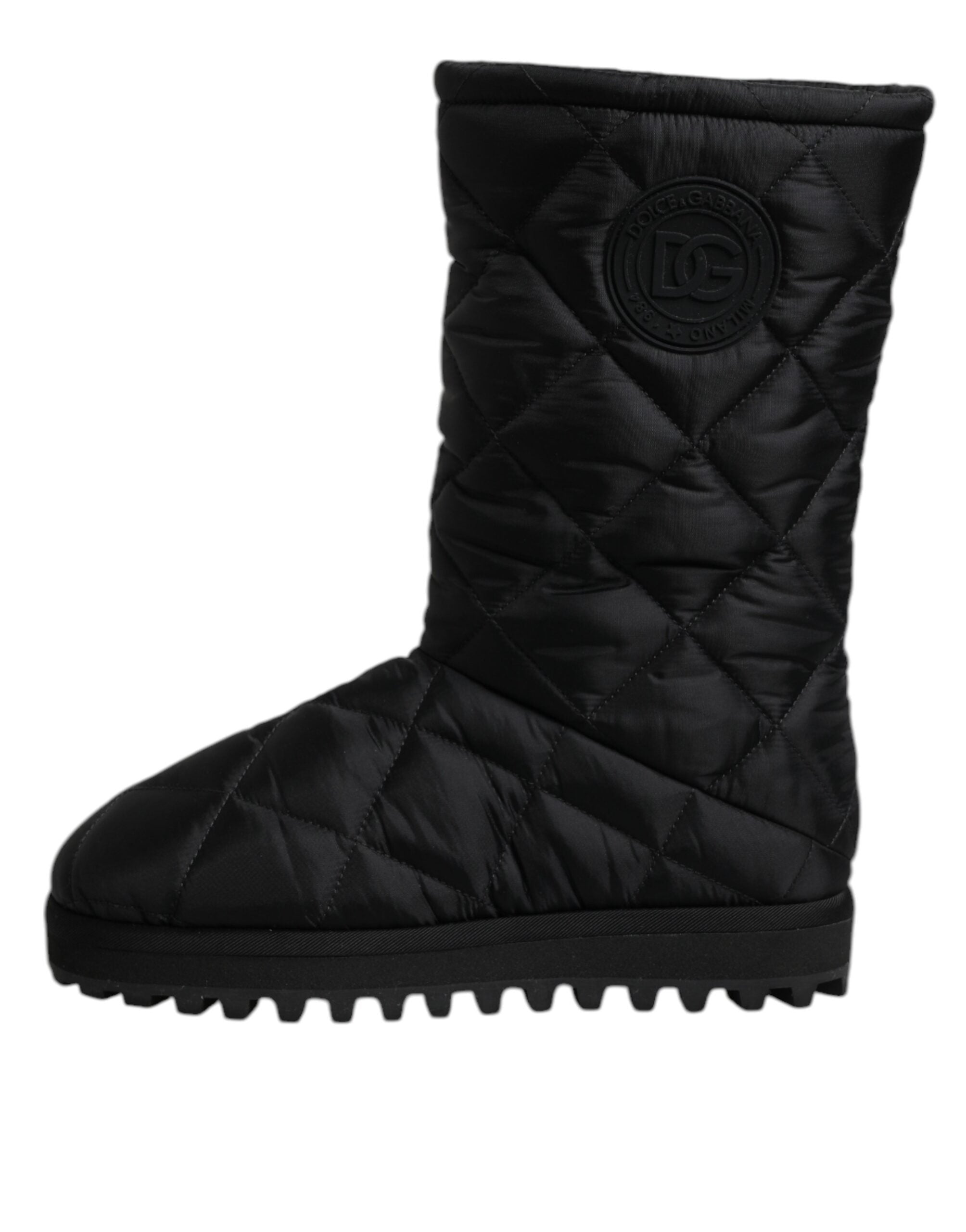 Dolce & Gabbana Black Polyester Padded Mid Calf Boots Winter Men's Shoes (Pre-Owned)