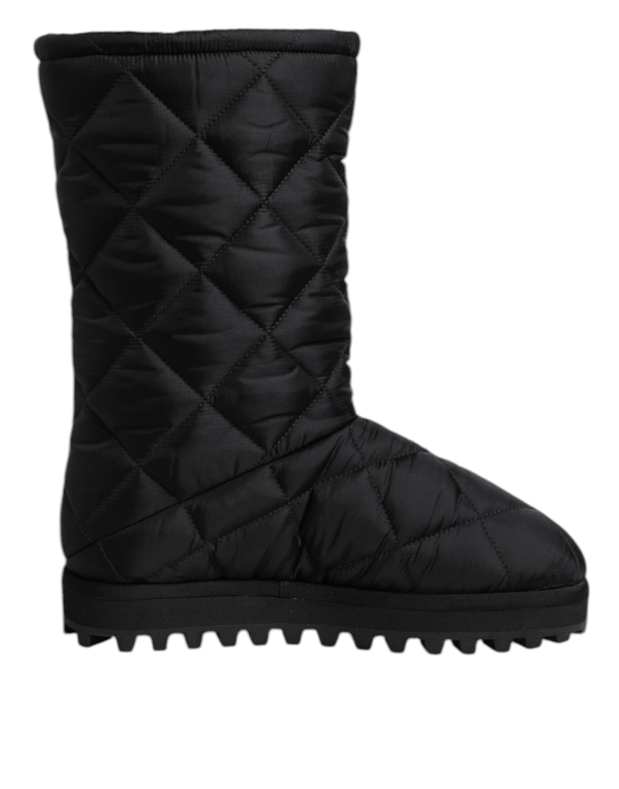 Dolce & Gabbana Black Polyester Padded Mid Calf Boots Winter Women's Shoes (Pre-Owned)