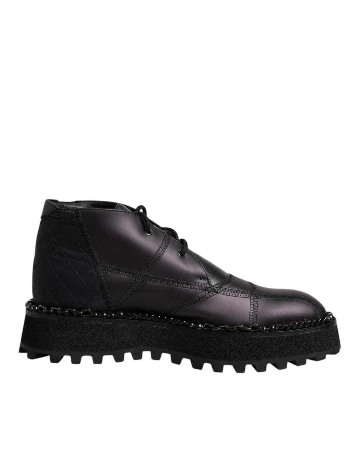 Dolce & Gabbana Black Leather Lace Up Ankle Boots Shoes Dolce & Gabbana Black Leather Lace Up Ankle Boots Men main image 3