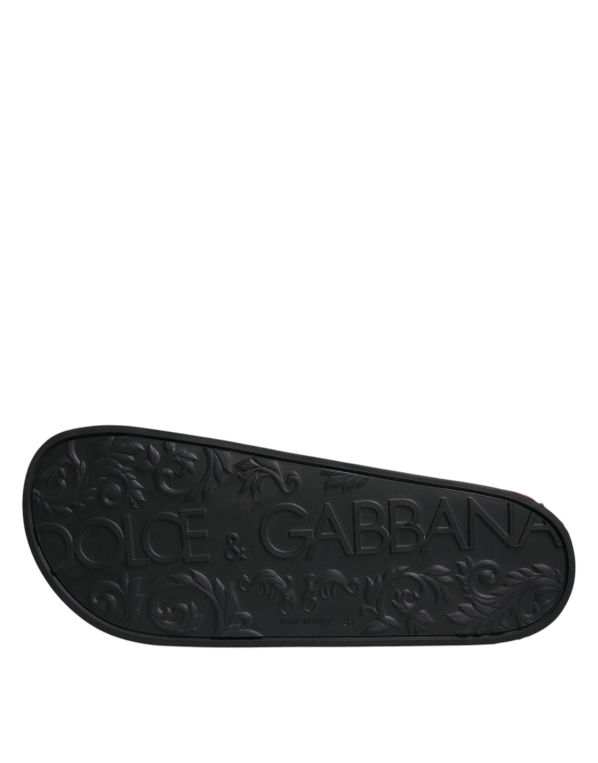 Dolce & Gabbana Black Leather Slides Sandals Beachwear Men's Shoes