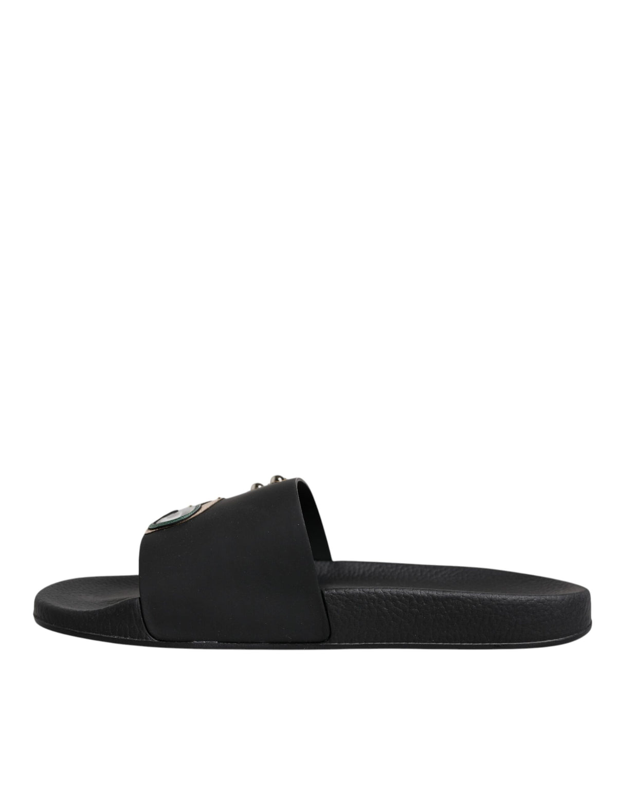 Dolce & Gabbana Black Divers Leather Flats Slides Sandals Beachwear Men's Shoes