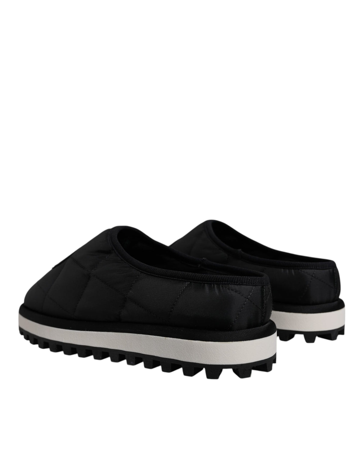 Dolce & Gabbana Black Nylon Quilted Logo Patch Sandals Slides Men's Shoes