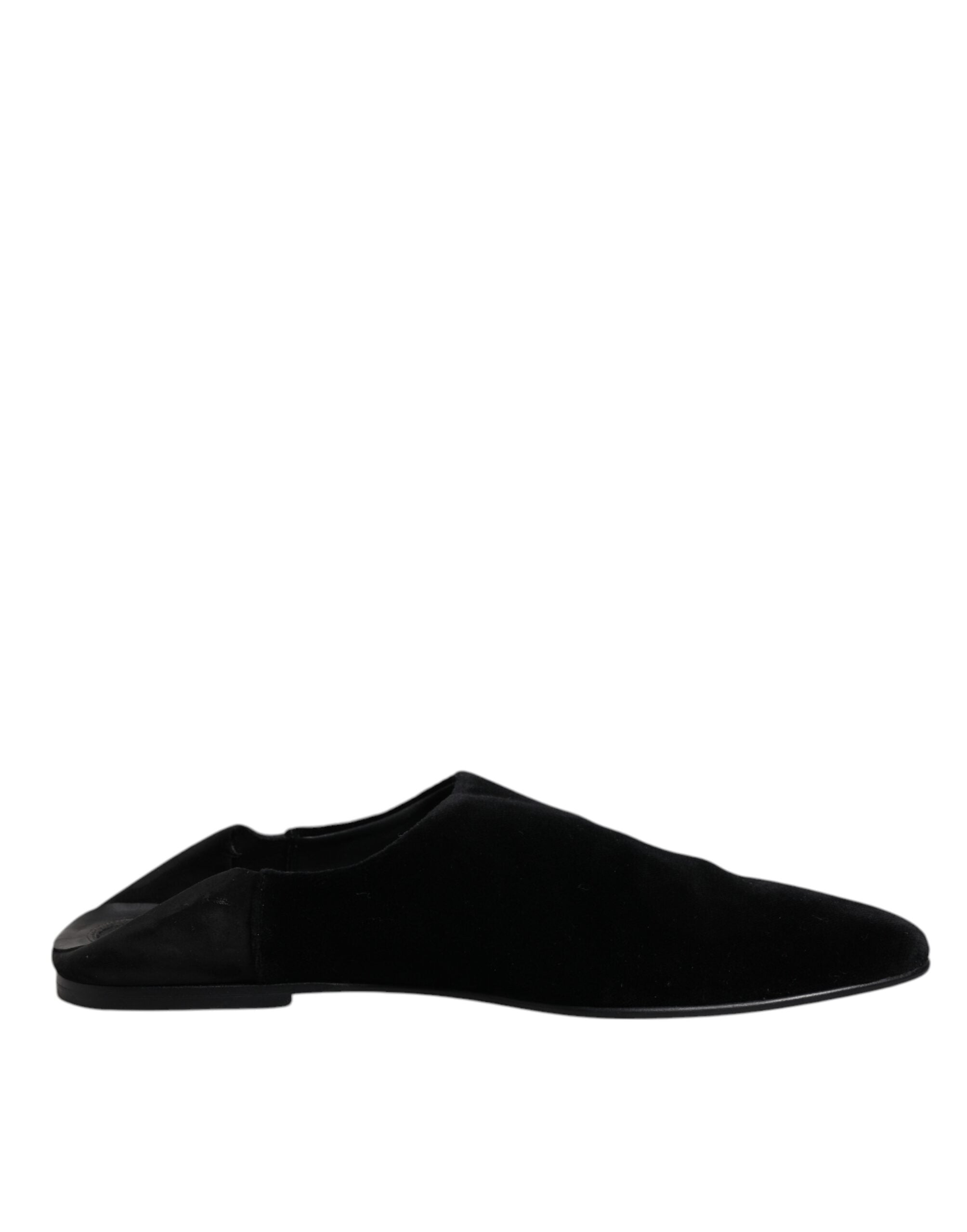 Dolce & Gabbana Black Velvet Slides Flat Slipper Sandals Men's Shoes (Pre-Owned)