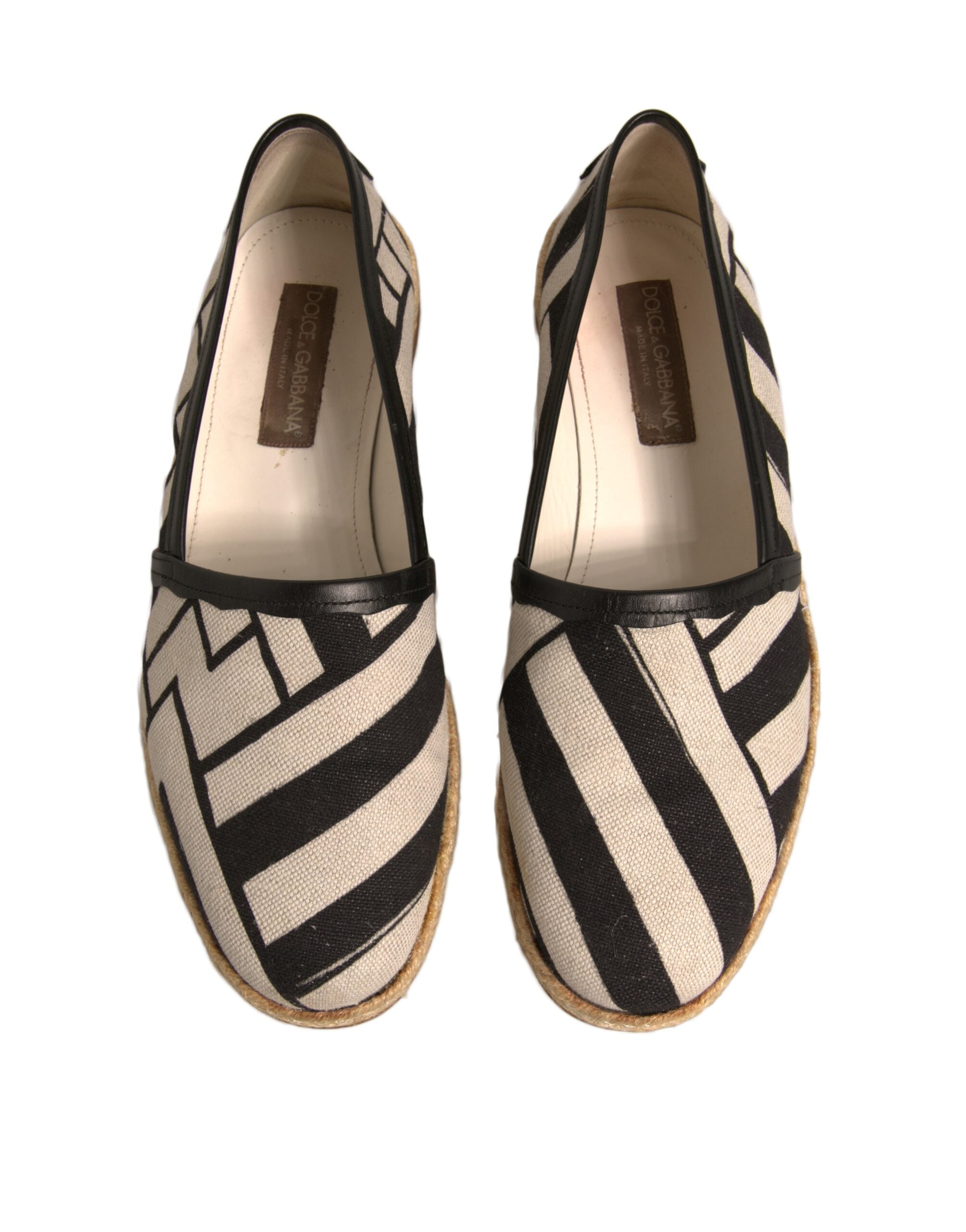 Dolce & Gabbana Black White Stripes Slip On Espadrille Men's Shoes (Pre-Owned)