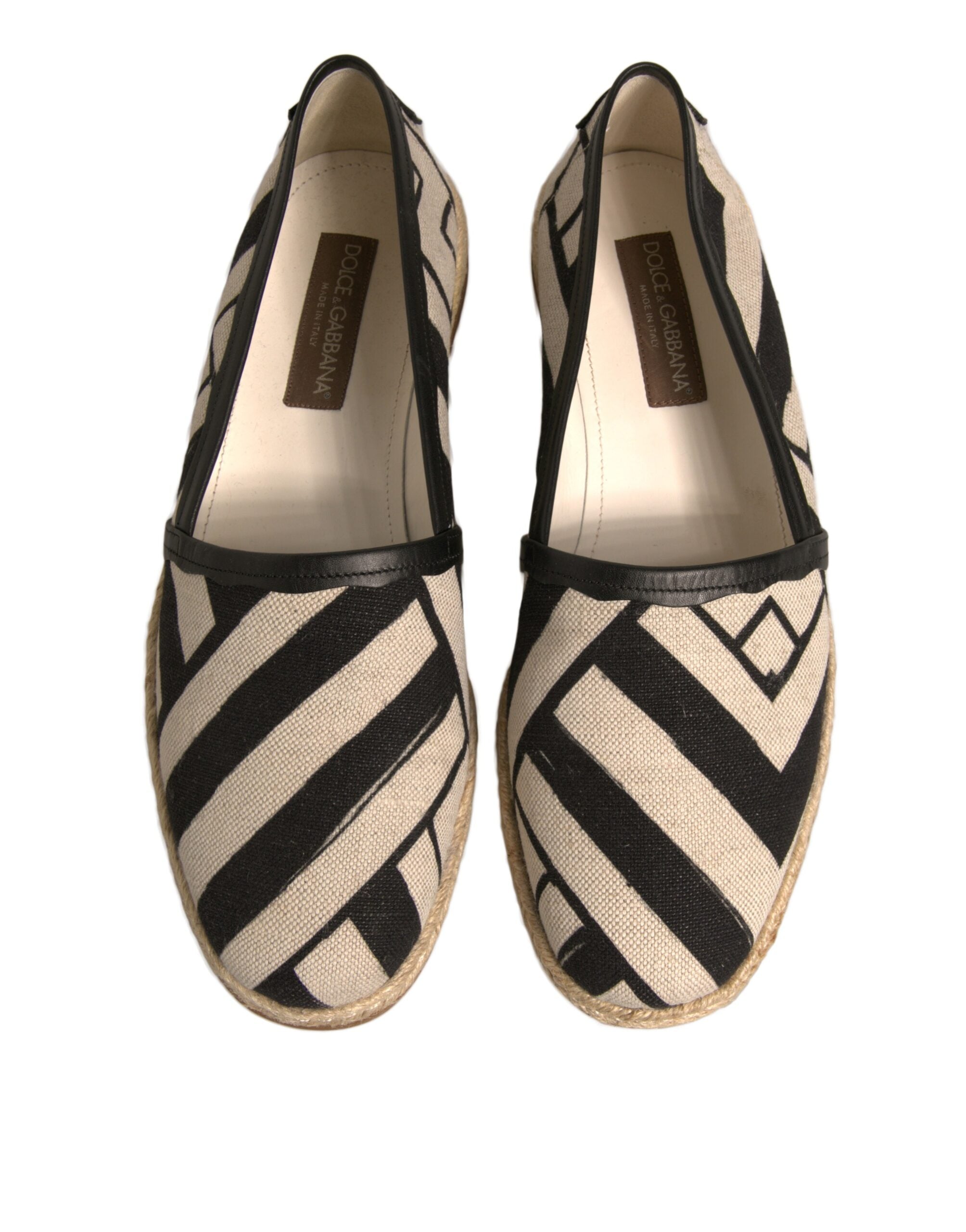 Dolce & Gabbana Black White Stripes Slip On Espadrille Men's Shoes (Pre-Owned)