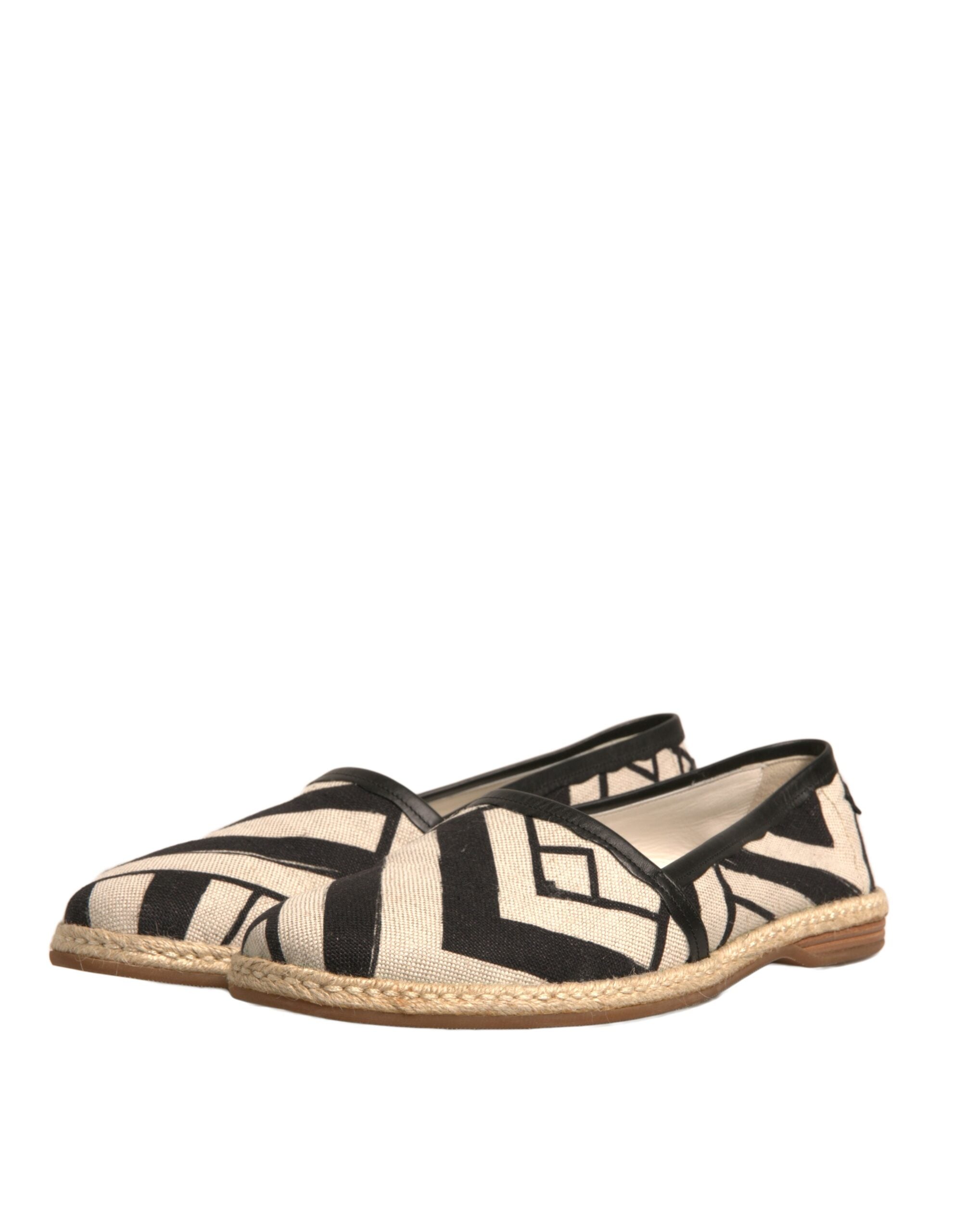 Dolce & Gabbana Black White Stripes Slip On Espadrille Men's Shoes (Pre-Owned)