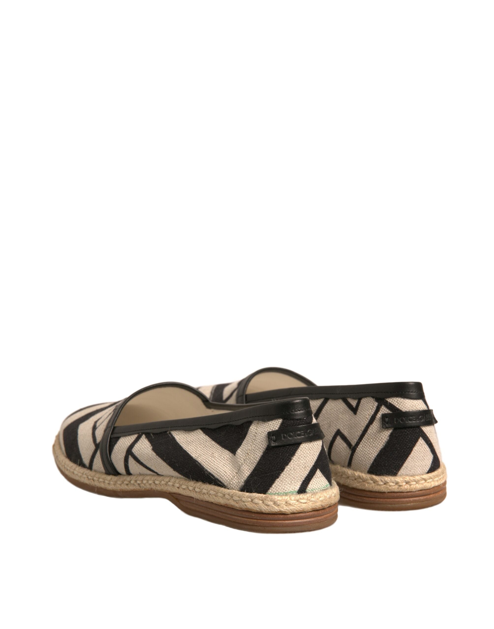 Dolce & Gabbana Black White Stripes Slip On Espadrille Men's Shoes (Pre-Owned)