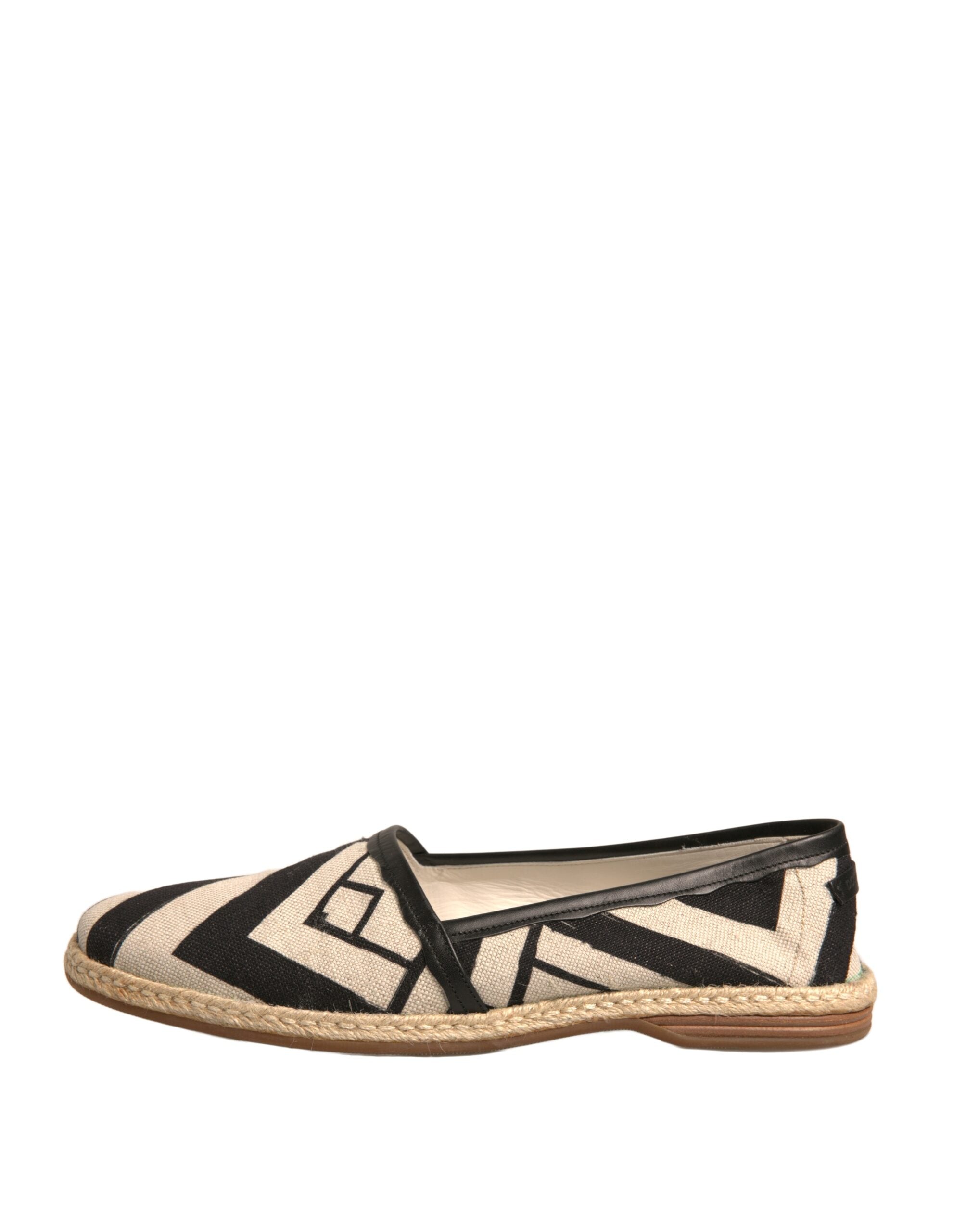 Dolce & Gabbana Black White Stripes Slip On Espadrille Men's Shoes (Pre-Owned)