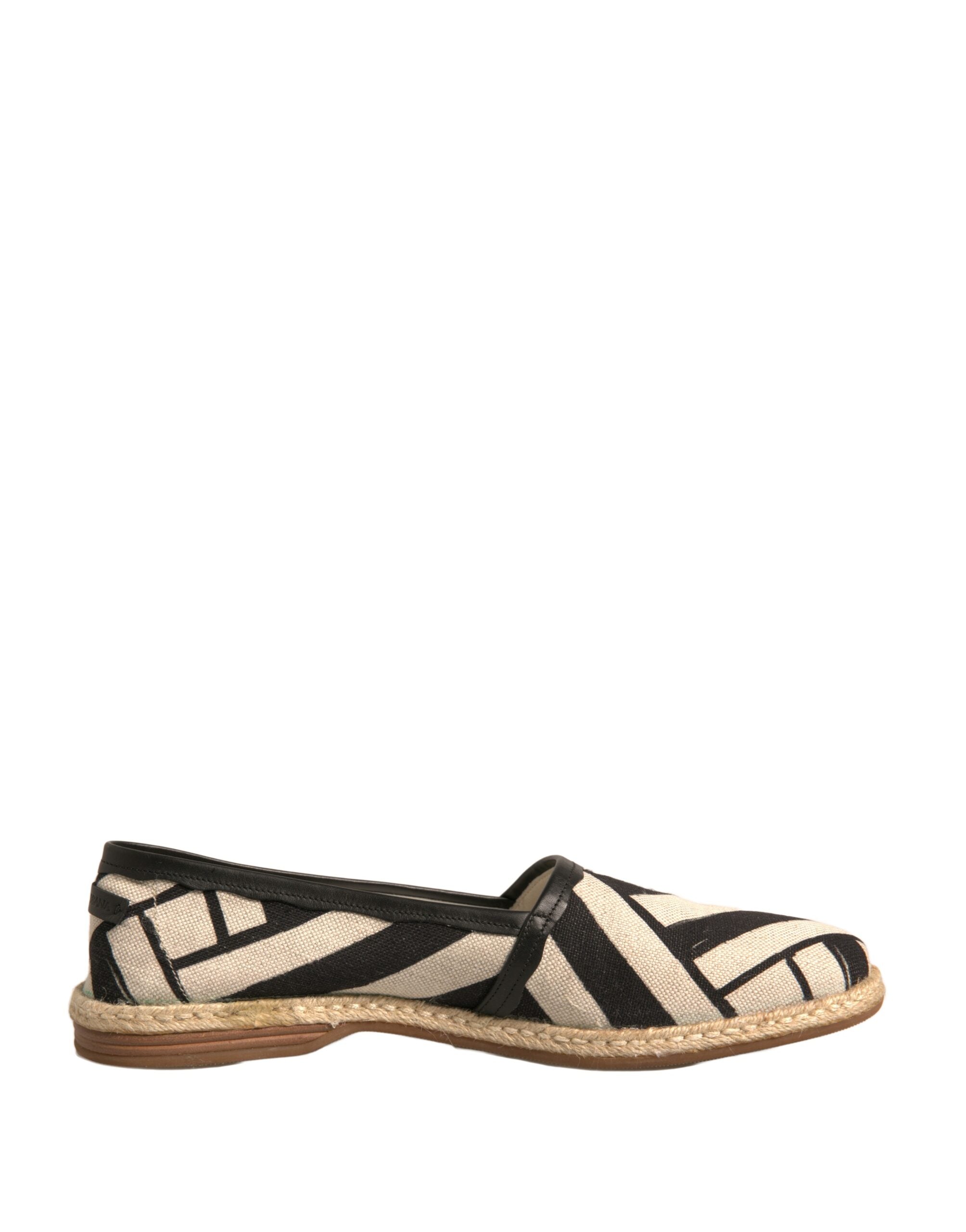 Dolce & Gabbana Black White Stripes Slip On Espadrille Men's Shoes (Pre-Owned)