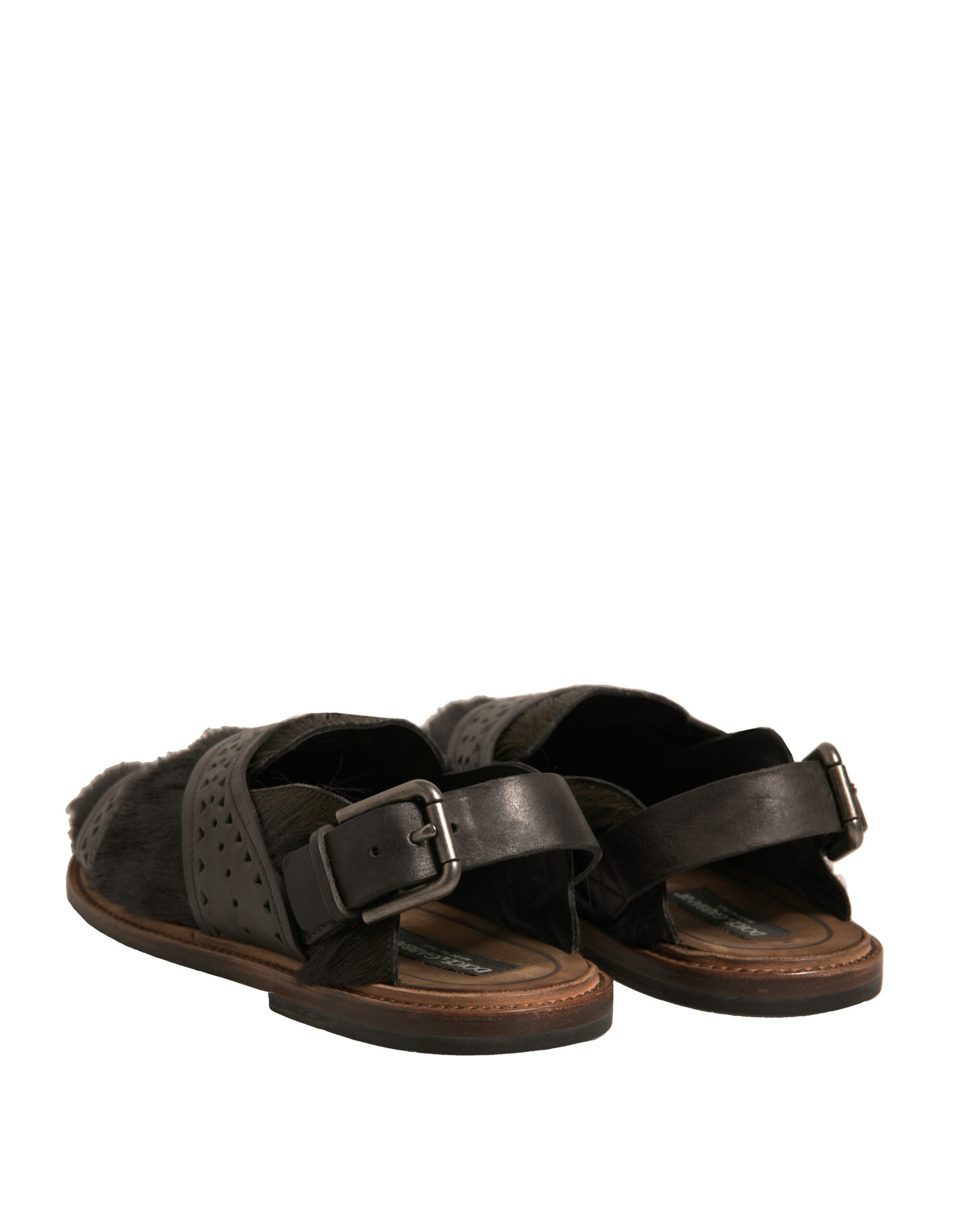 Dolce & Gabbana Green Gazelle Hair Leather Flats Sandals Men's Shoes