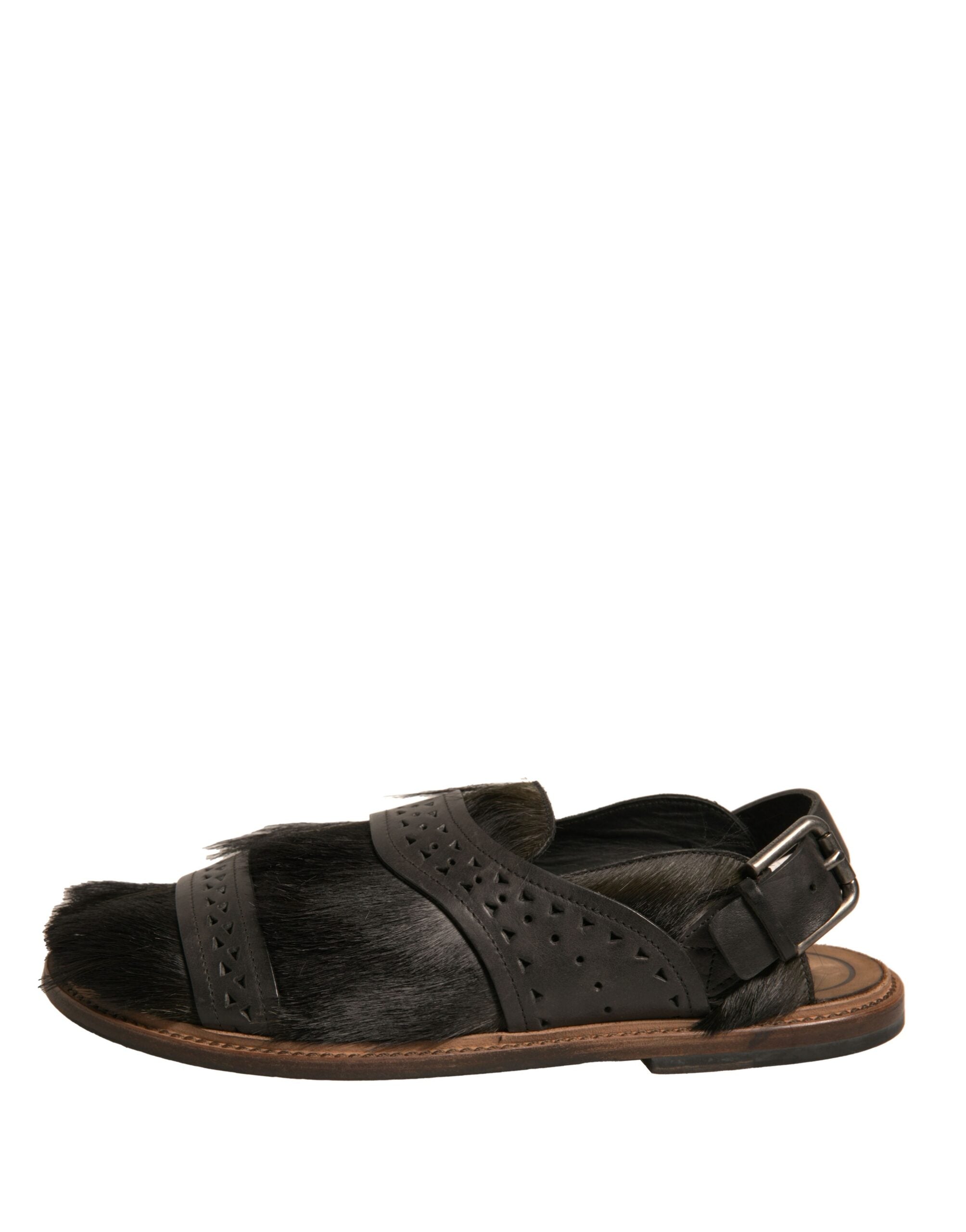 Dolce & Gabbana Green Gazelle Hair Leather Flats Sandals Men's Shoes