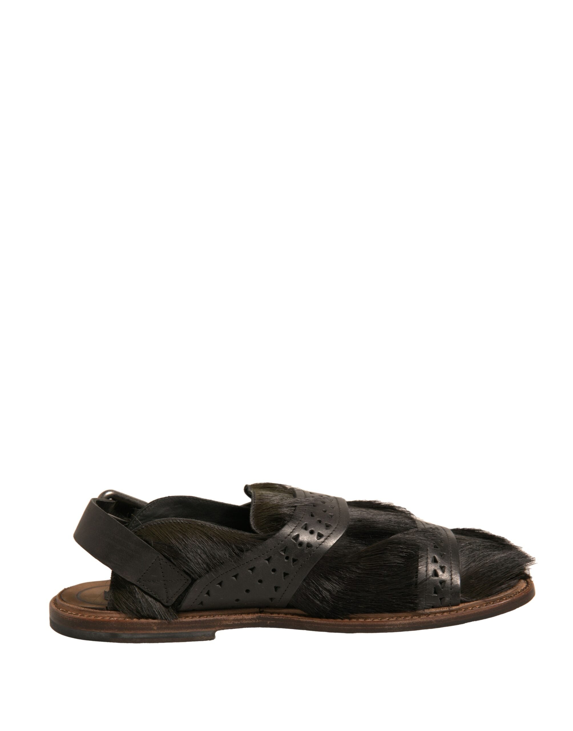 Dolce & Gabbana Green Gazelle Hair Leather Flats Sandals Men's Shoes