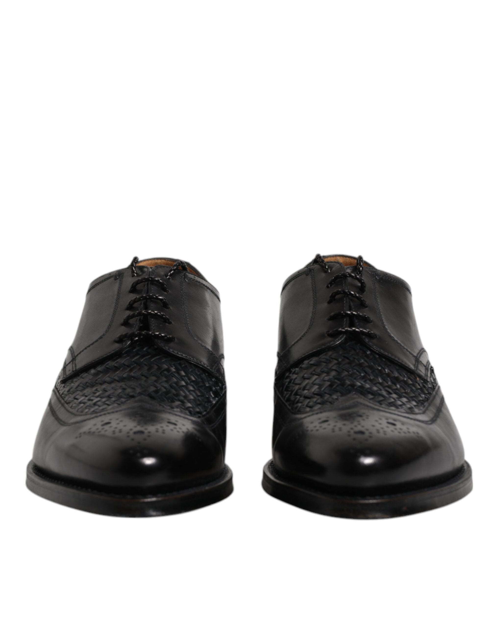 Dolce & Gabbana Black Leather Derby Wingtip Lace Up Formal Dress Men's Shoes