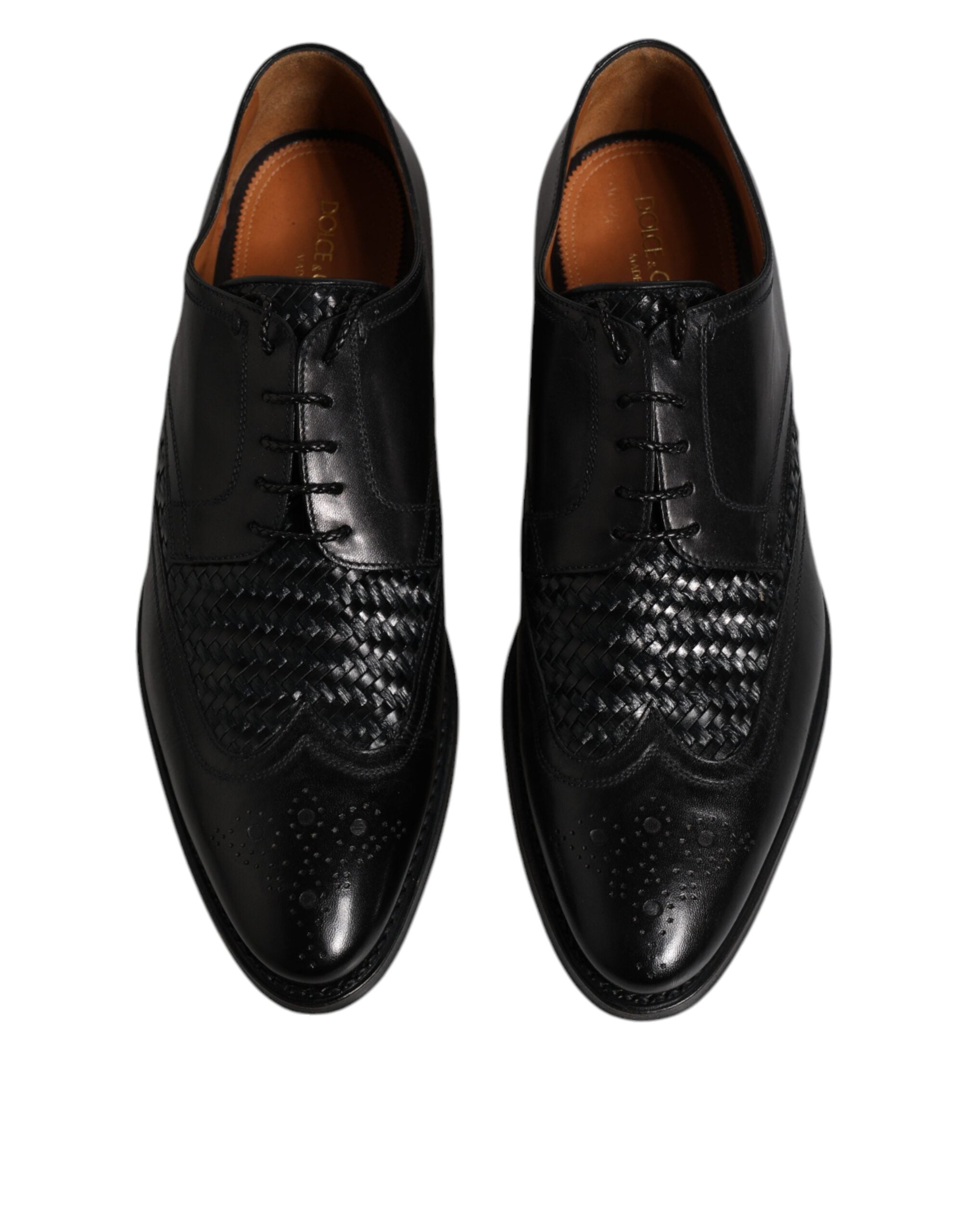 Dolce & Gabbana Black Leather Derby Wingtip Lace Up Formal Dress Men's Shoes